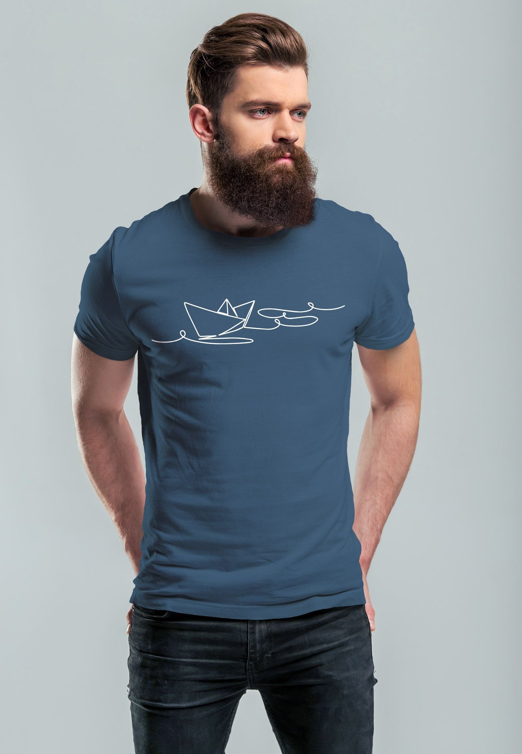 Neverless Print-Shirt Herren T-Shirt Boot Polygon günstig online kaufen