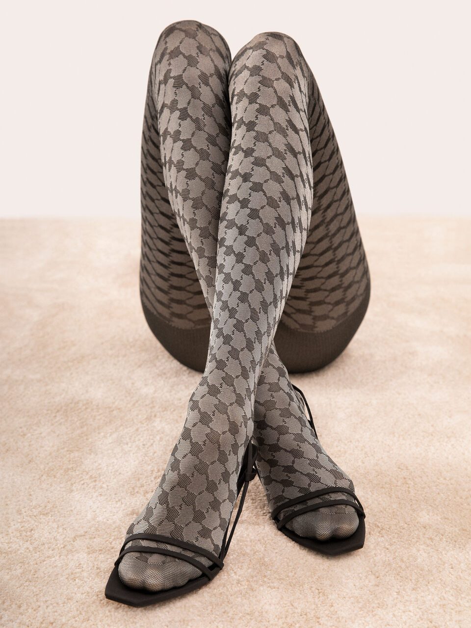Fiore Feinstrumpfhose Grand Hotel (Packung 1 St. 1 Paar) Feinstumpfhose 30DEN markantes Hahnentrittmuster