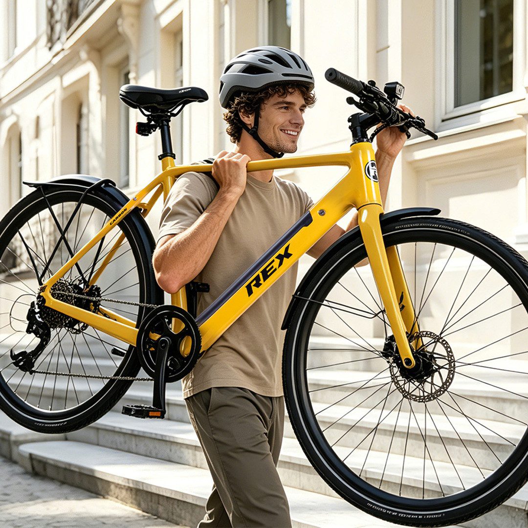 REX E-Bike Trekkingrad REX Carbon E-Bike Cityrad Carbonrahmen, 28 Zoll, Damen & Herren, 10 Gang SHIMANO, Heckmotor, 360 Wh, MIVICE 40Nm Heckmotor, Shimano Deore 10-Gang, 360 Wh, bis 120 km