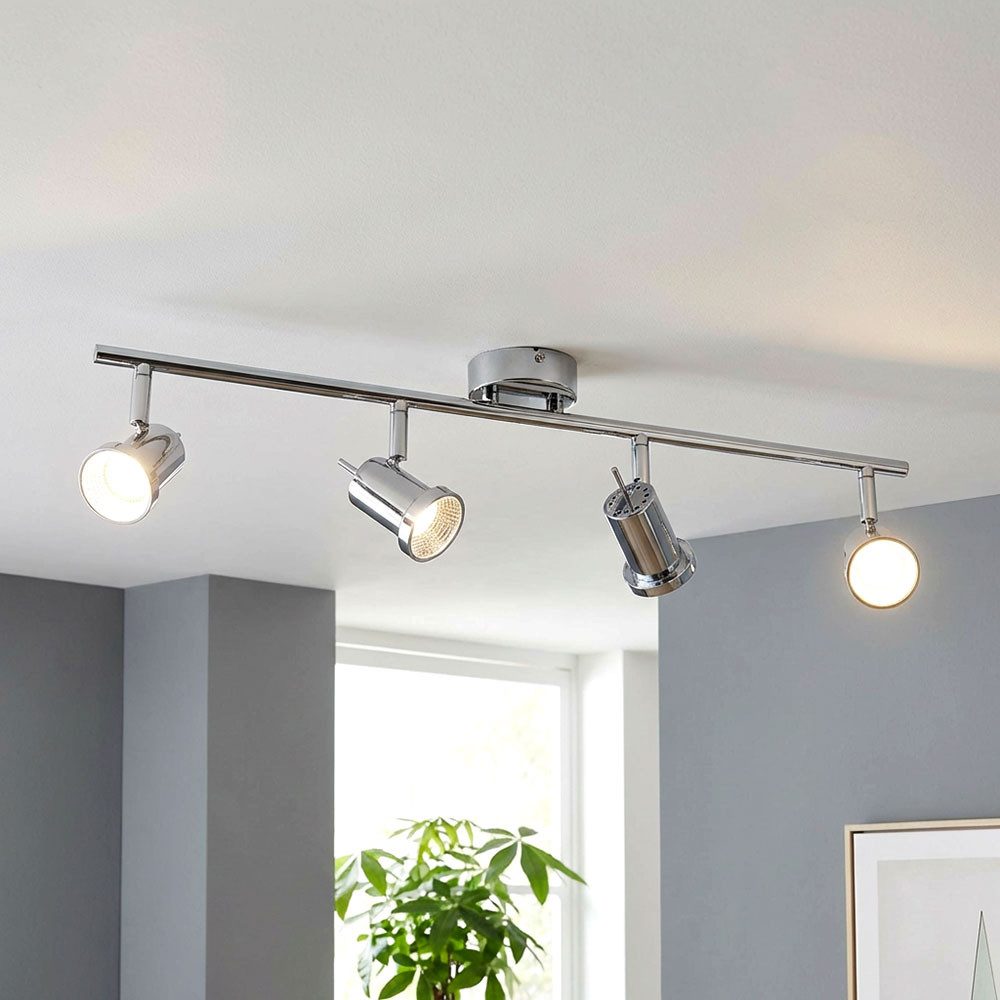 WOFI LED Deckenleuchte, LED-Leuchtmittel fest verbaut, Warmweiß, LED Deckenleuchte 4 Flammig Spotleiste 4 Strahler