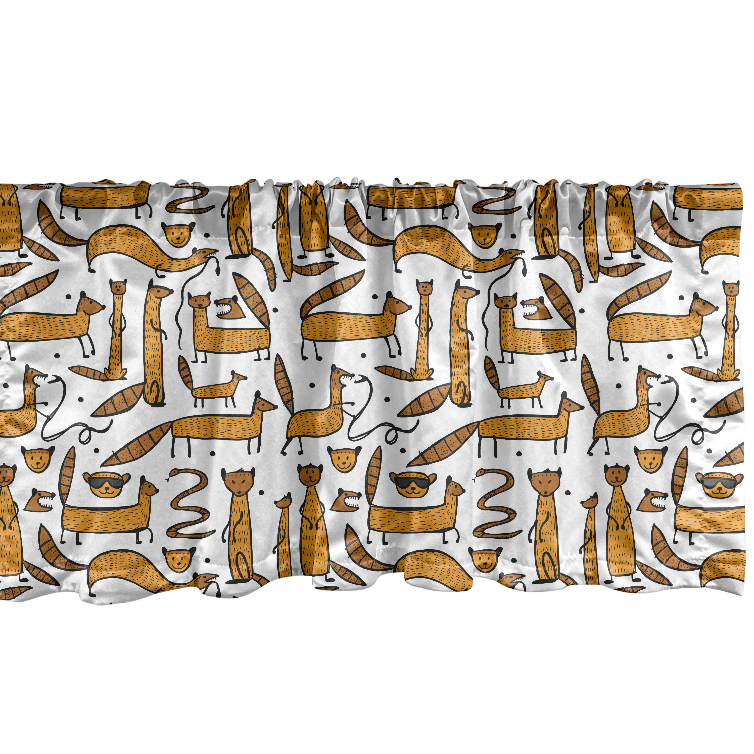Scheibengardine Vorhang Volant für Küche Schlafzimmer Dekor mit Stangentasche, Abakuhaus, Microfaser, Tier Talentierte Hunter Mongooses