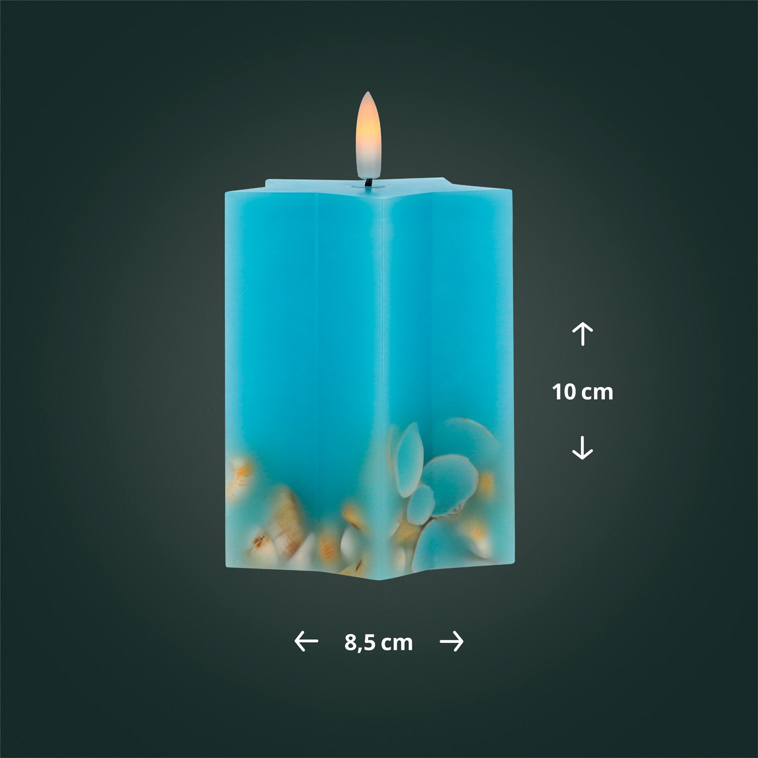 LED Universum LED-Kerze LED Universum - LED Wachskerze "Shelly Star" blau 10cm Sternform