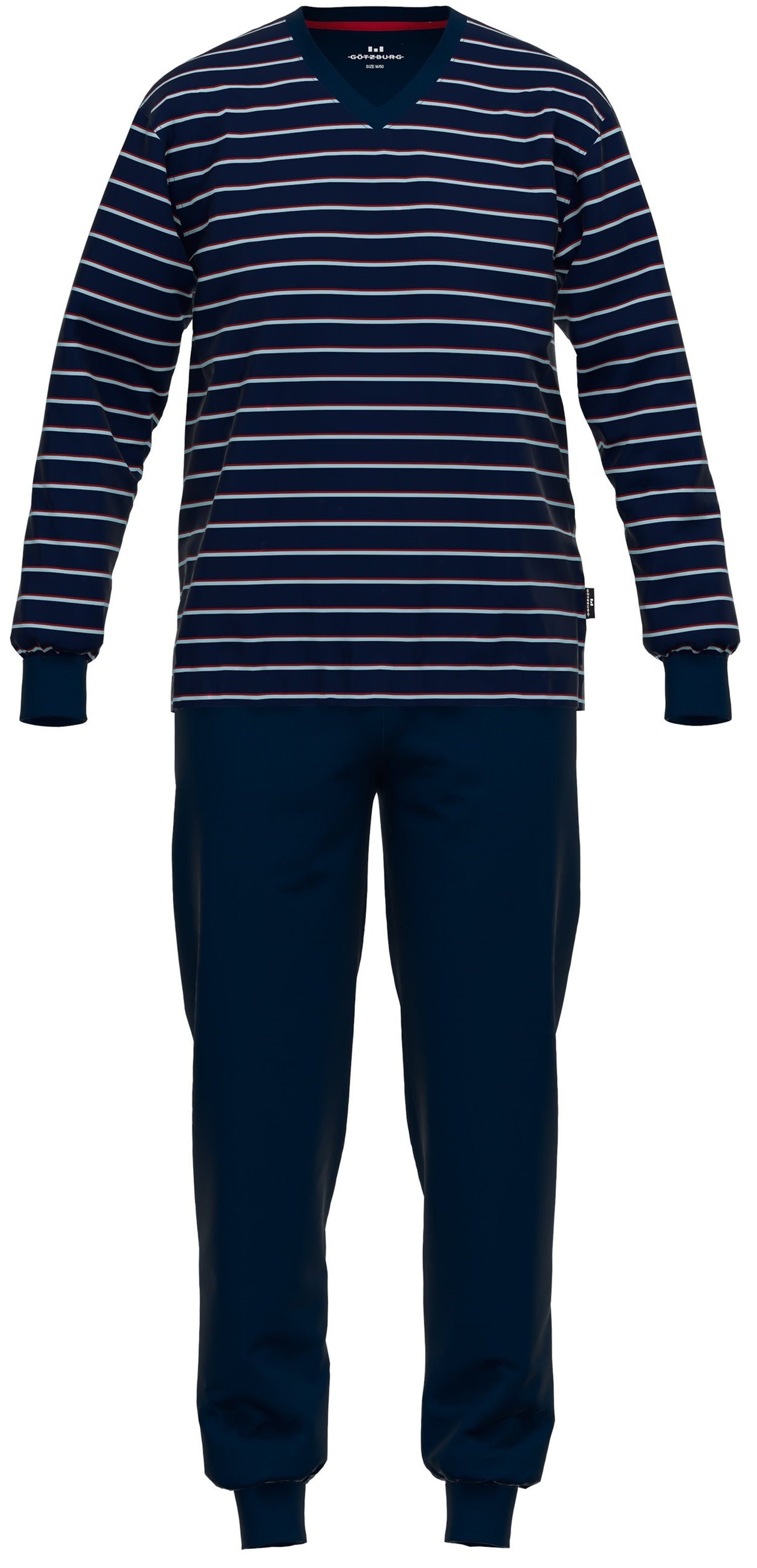 GÖTZBURG Schlafanzug Herren Pyjama lang mit Bündchen (2 tlg) Baumwolle günstig online kaufen