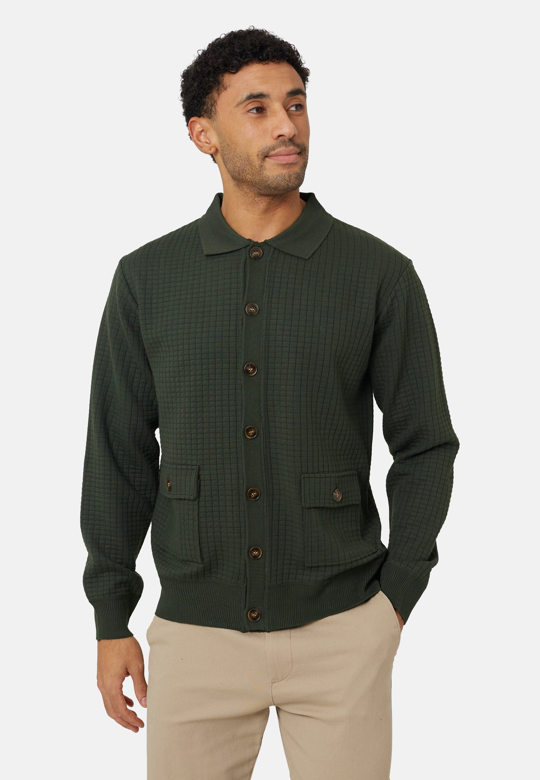 Brave Soul Hemdbluse Herren-Strickjacke mit aufgesetzten Taschen