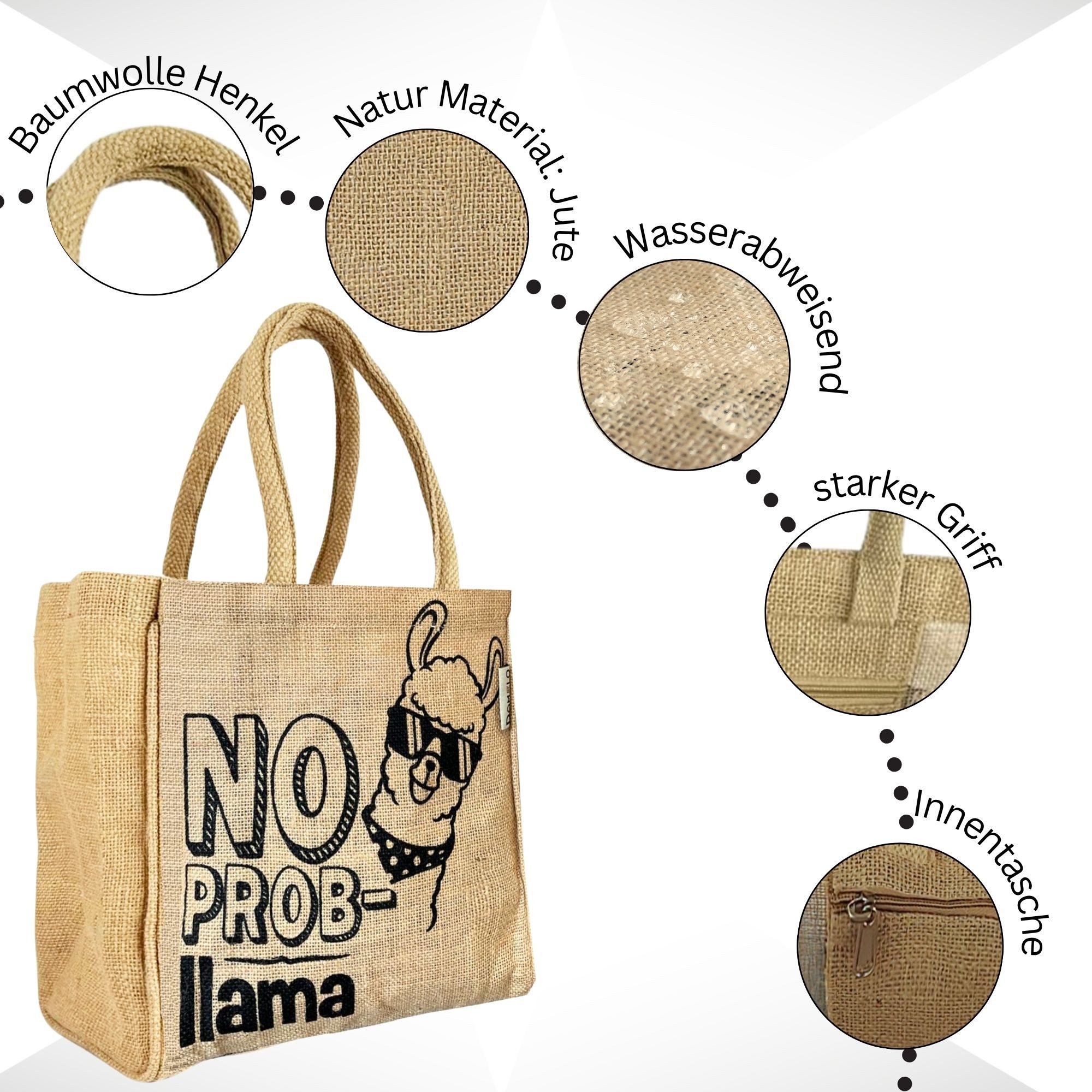 Domelo Handtasche Domelo Jute Handtasche kleine Jutetasche vegane mini Einkaufskorb, Deutsch Designer