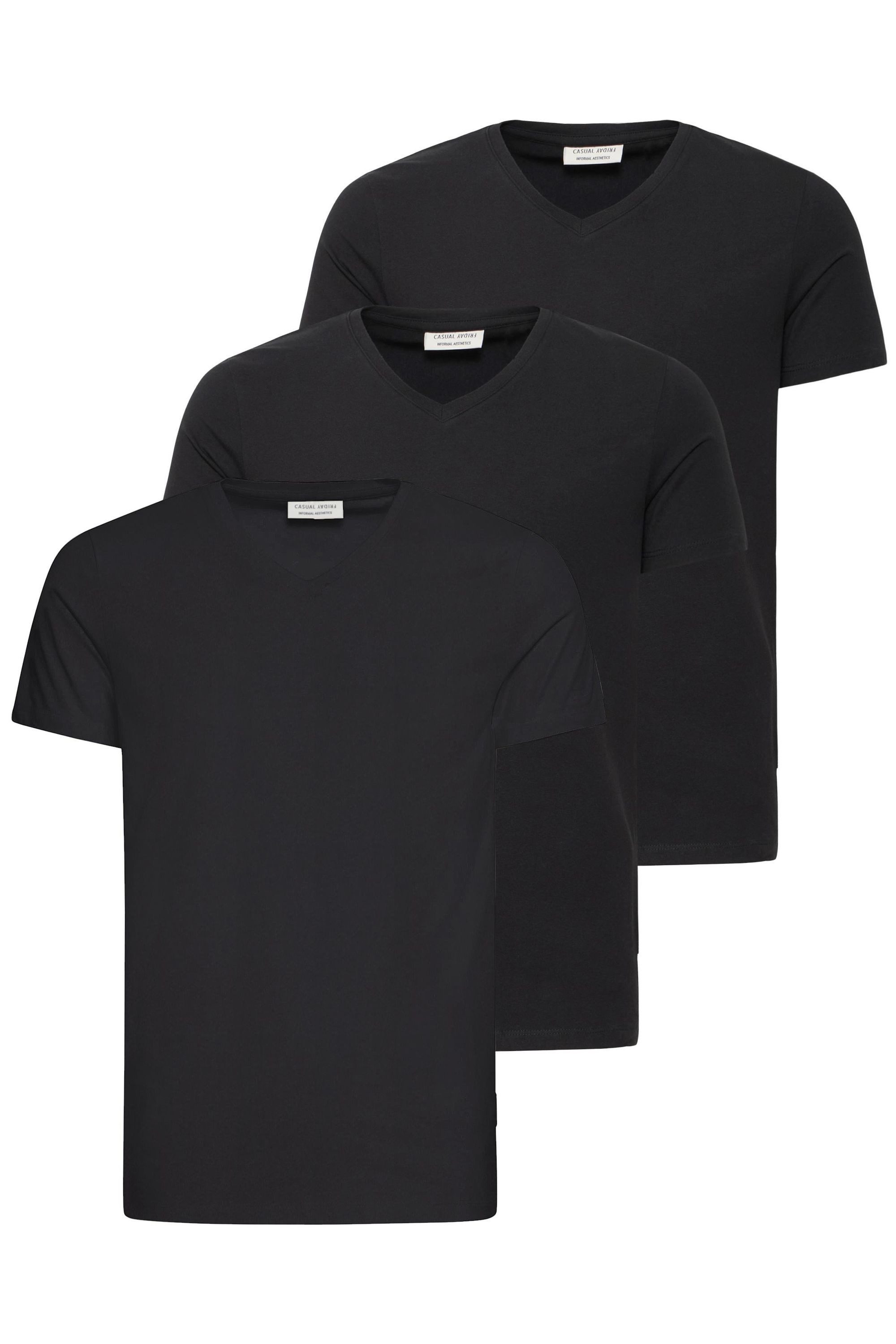Casual Friday V-Shirt CFLincoln (3-tlg) 3er Pack Basic T-Shirt - Slim Fit