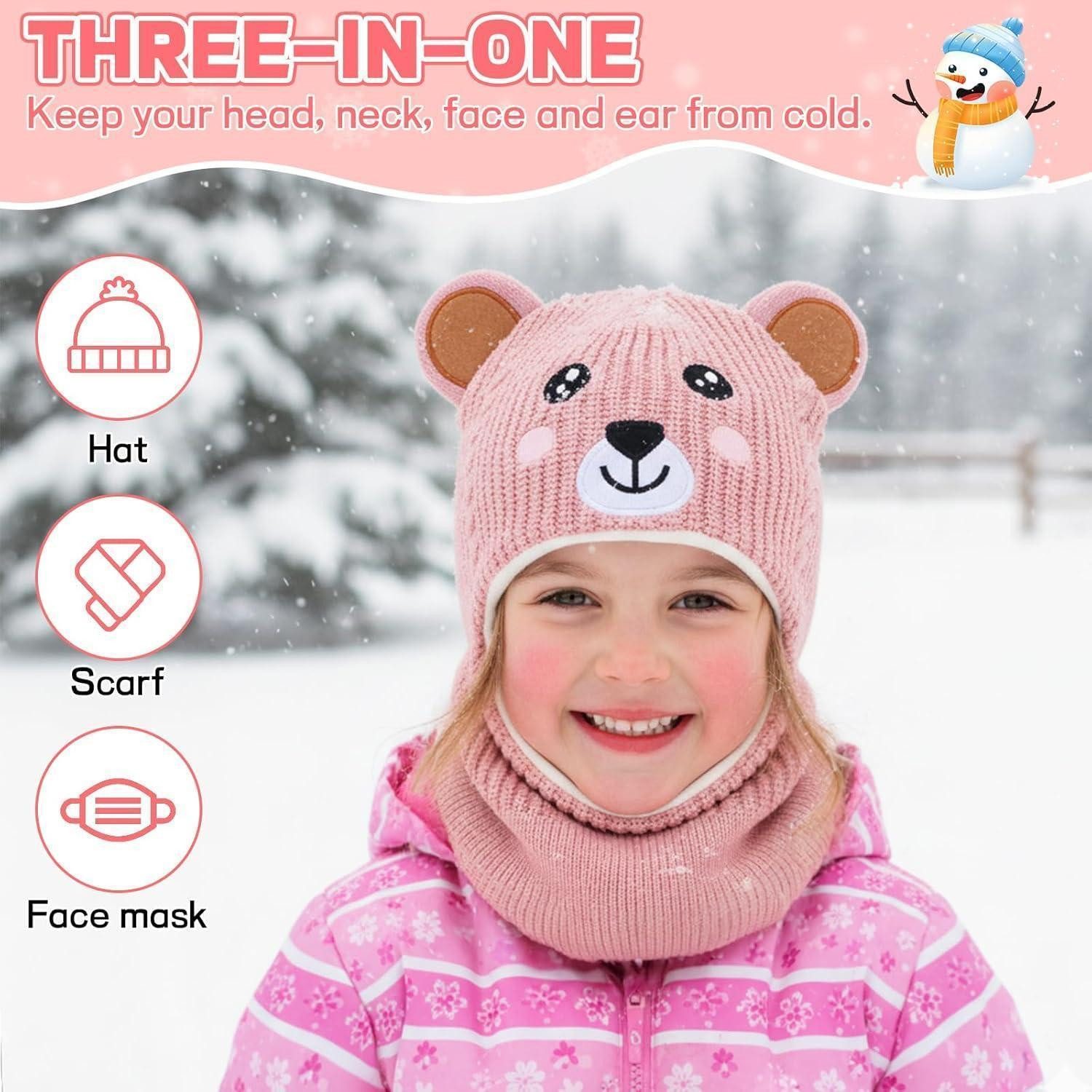 LuxusKollektion Sturmhaube Schlupfmütze Baby Mädchen Jungen Thermofleece Earflap Kapuze Rosa