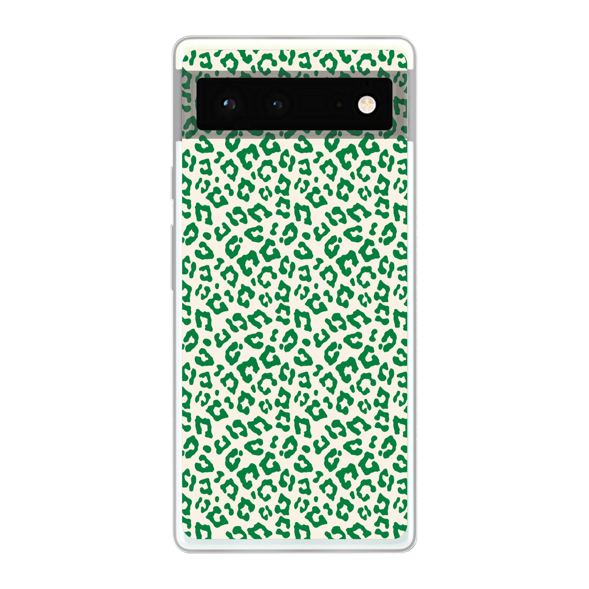 MuchoWow Handyhülle für Google Pixel 6 Pantherdruck - Grün - Beige - Tierdruck, Handy Case, Silikon, Bumper Case Dünn
