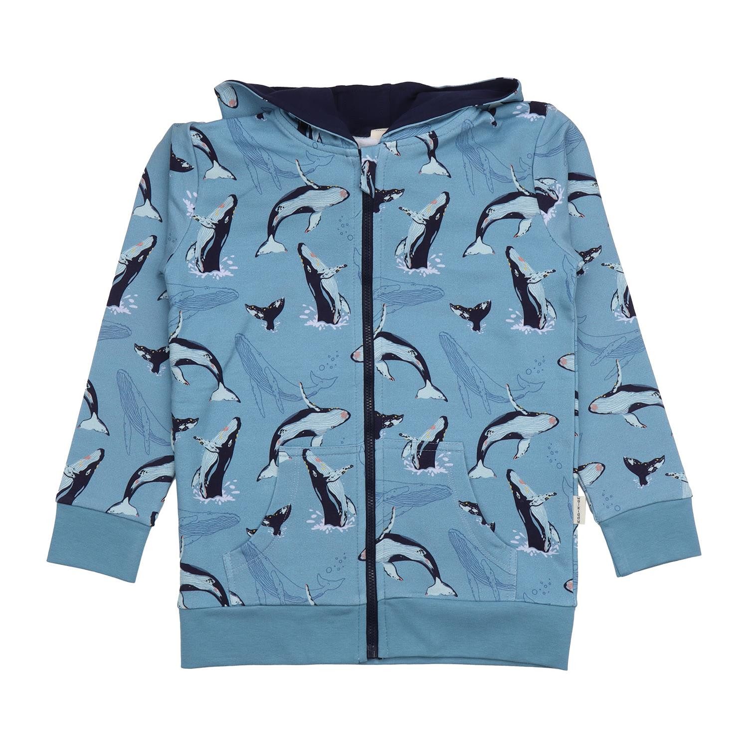 Walkiddy Sweatjacke Walkiddy mit Wal Print aus Bio Baumwolle Bio Baumwolle,GOTS,Kinderbekleidung, nachhaltige Klamotten,Sweat Jacke