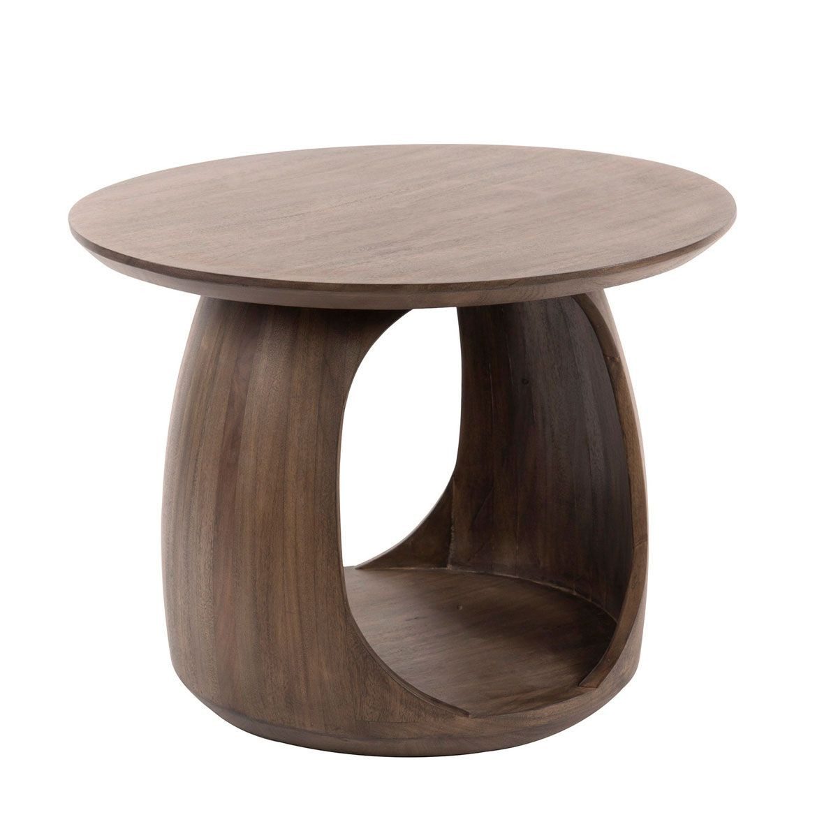 LEVEN Lifestyle Couchtisch Naturos Beistelltisch aus hochwertigem Holz Ø 45 / 60 cm in Braun (1 Tisch - kein SET), runde organische Form