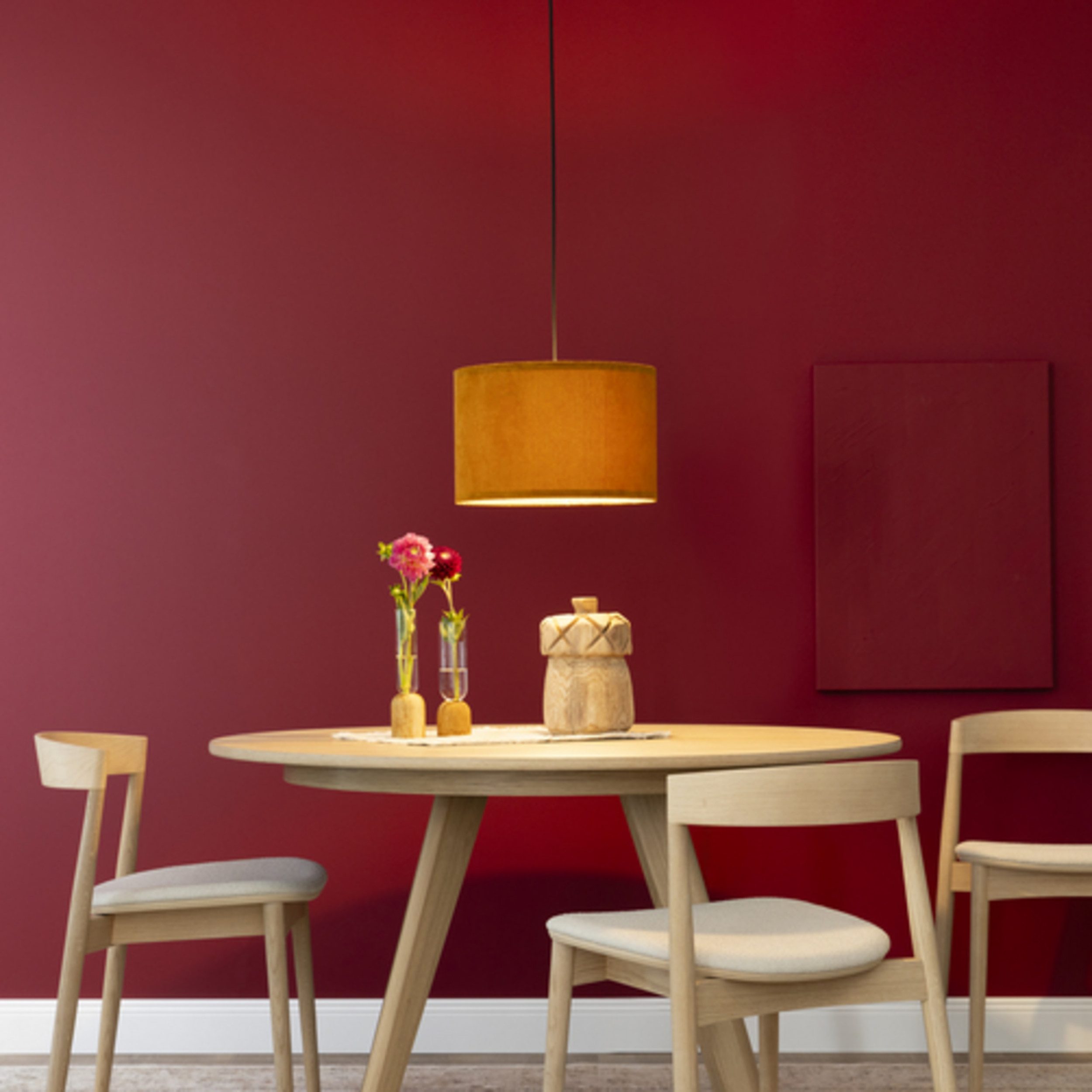 Lightbox Pendelleuchte, ohne Leuchtmittel, Retro Hängelampe, Cord, Stoff, E27, 35cm, dekorativ, orange, gelb