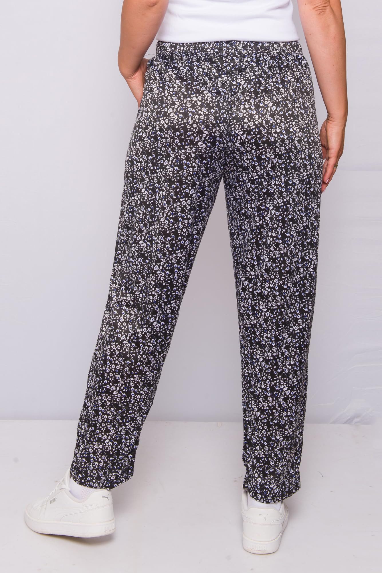Kendindza Collection Strandhose Damen Sommerhose leicht lang Lutig Gemustert elastischer Bund Kordelzug Gummizug – Bild 3 von 3