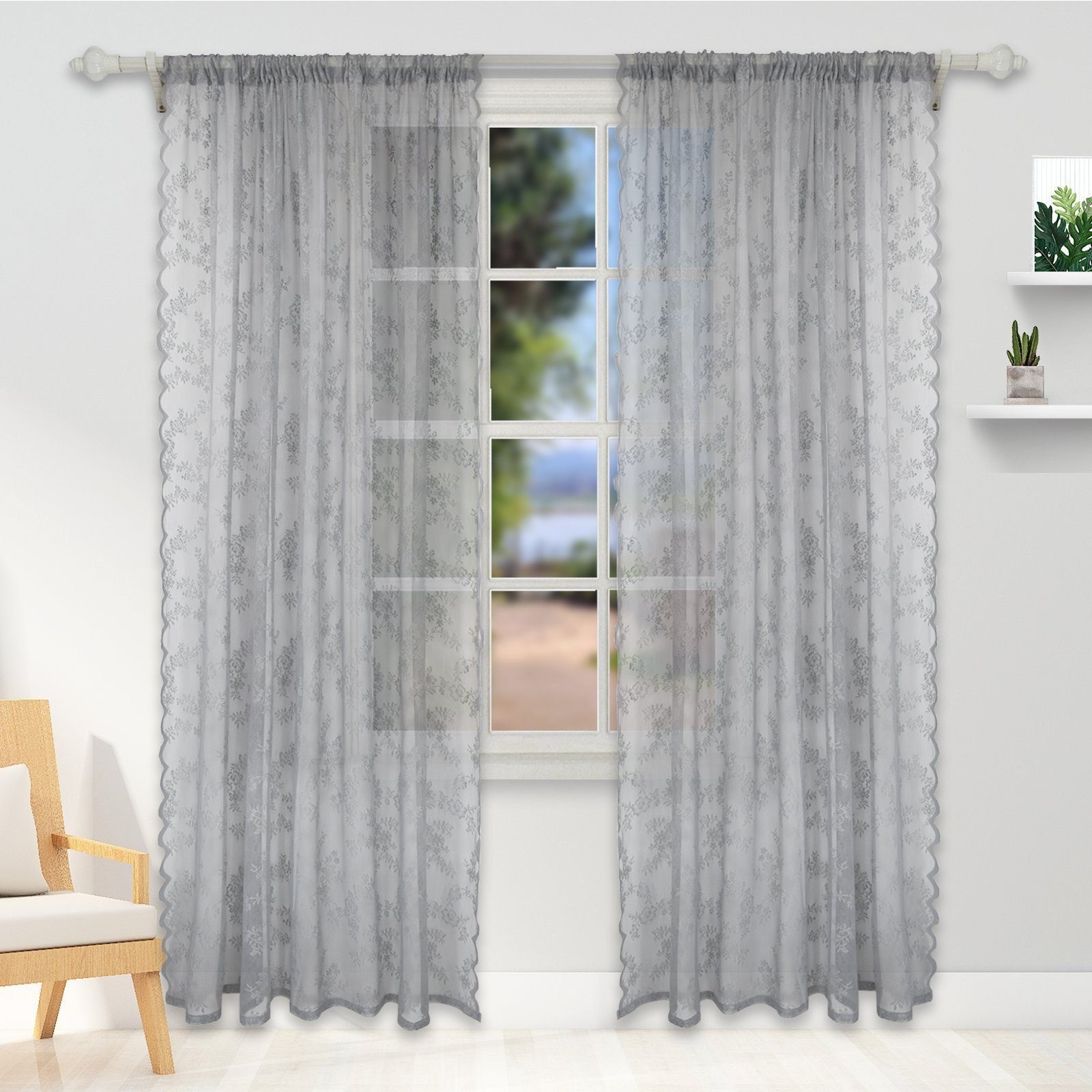 BYSURE Gardine, Stangendurchzug (2 St), halbtransparent, günstig online kaufen