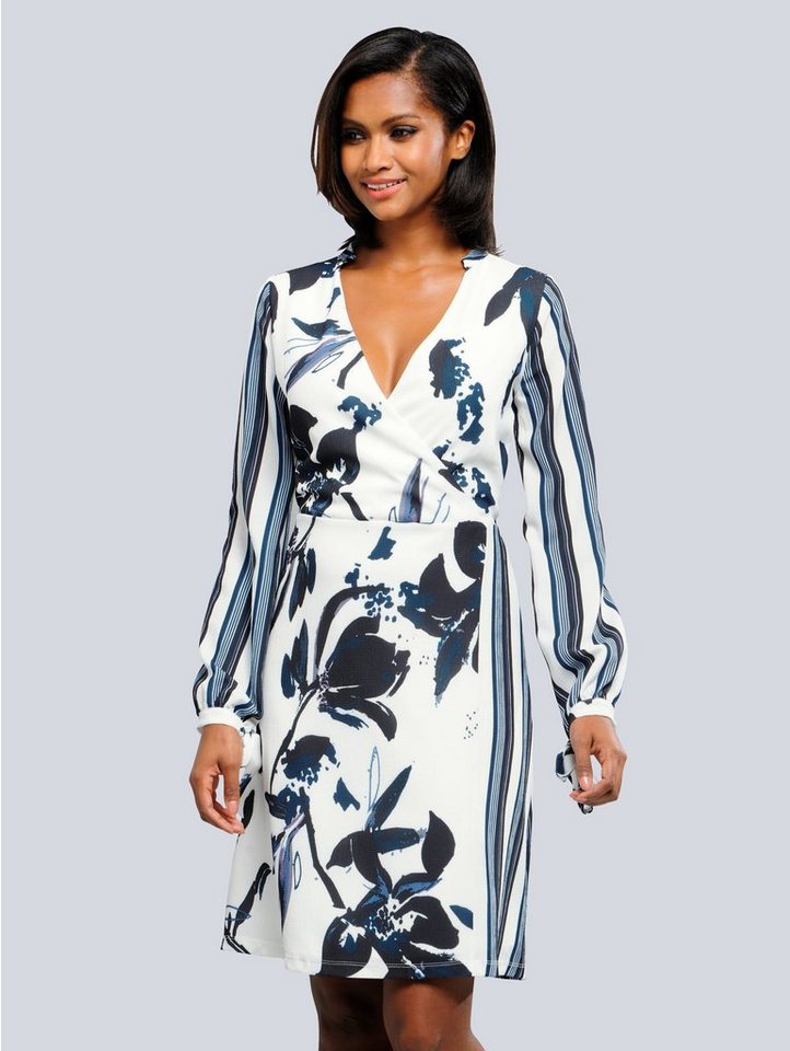 Alba Moda Kleid im ausdrucksstarkem Mustermix in weiß