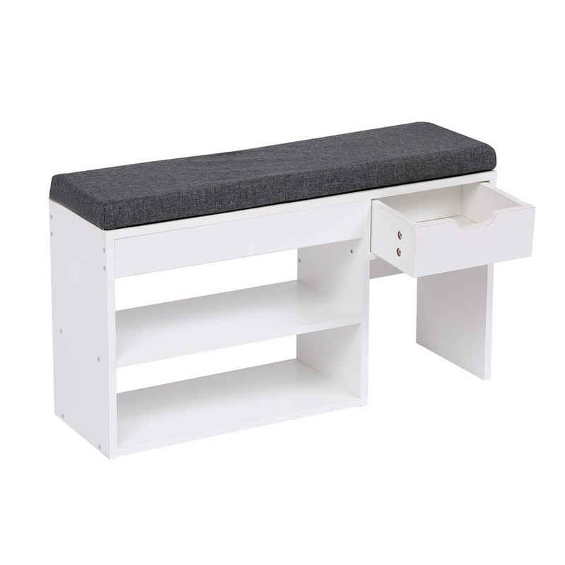 Happy Home Schuhschrank Sitzbank mit Schuhablage, 1 Schublade & 2 Ablagefächer weiß