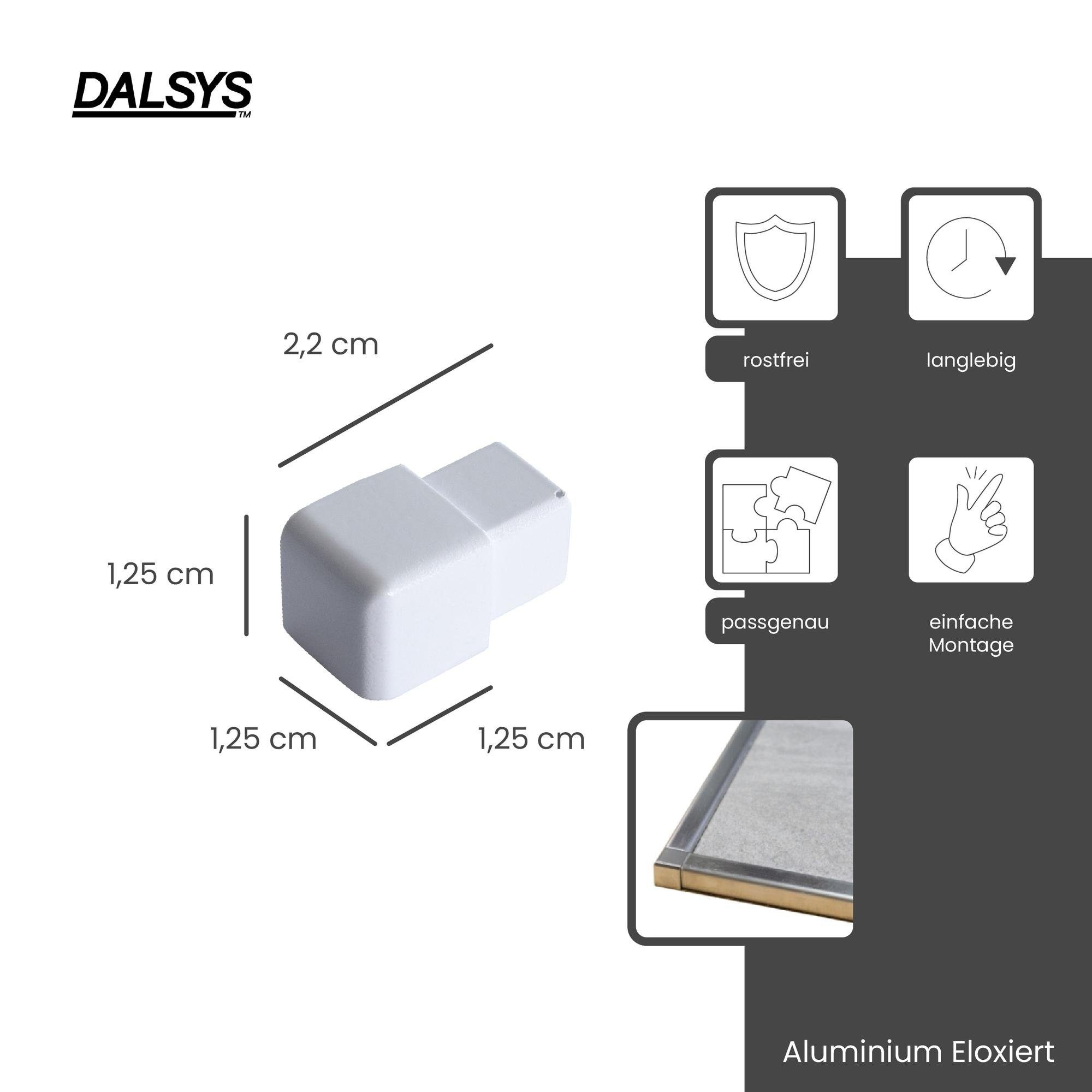 Thumbnail - Dalsys Profil (Endstück für Fliesenschiene Quadratprofil Aluminium (eloxiert), 5-St), Fliesenprofil