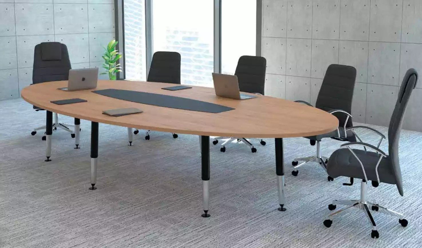 JVmoebel Konferenztisch Eleganter Designer-Arbeitstisch aus Holz in Braun mit stabilen Füßen (1-St), Made in Europa