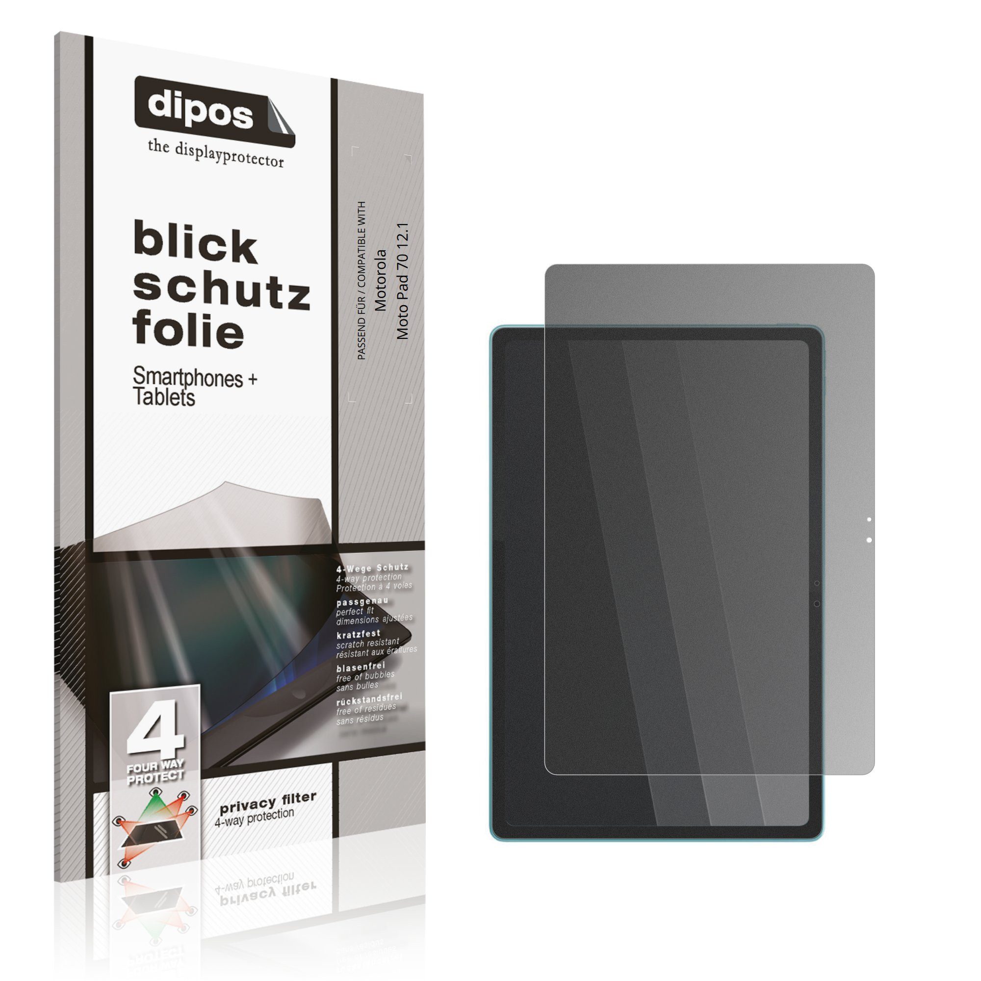dipos Displayschutzfolie Schutzfolie für Motorola Moto Pad 70 12.1, 1 Stück, Displayschutz Schutz Folie Made in Germany