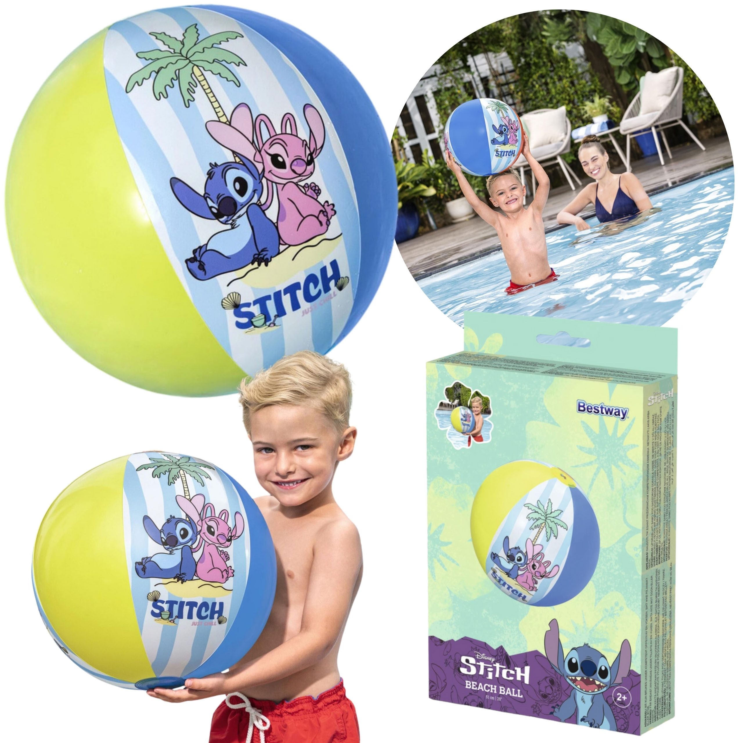 Wasserball DISNEY Stitch Strandball für Kinder, Pool, 51 cm