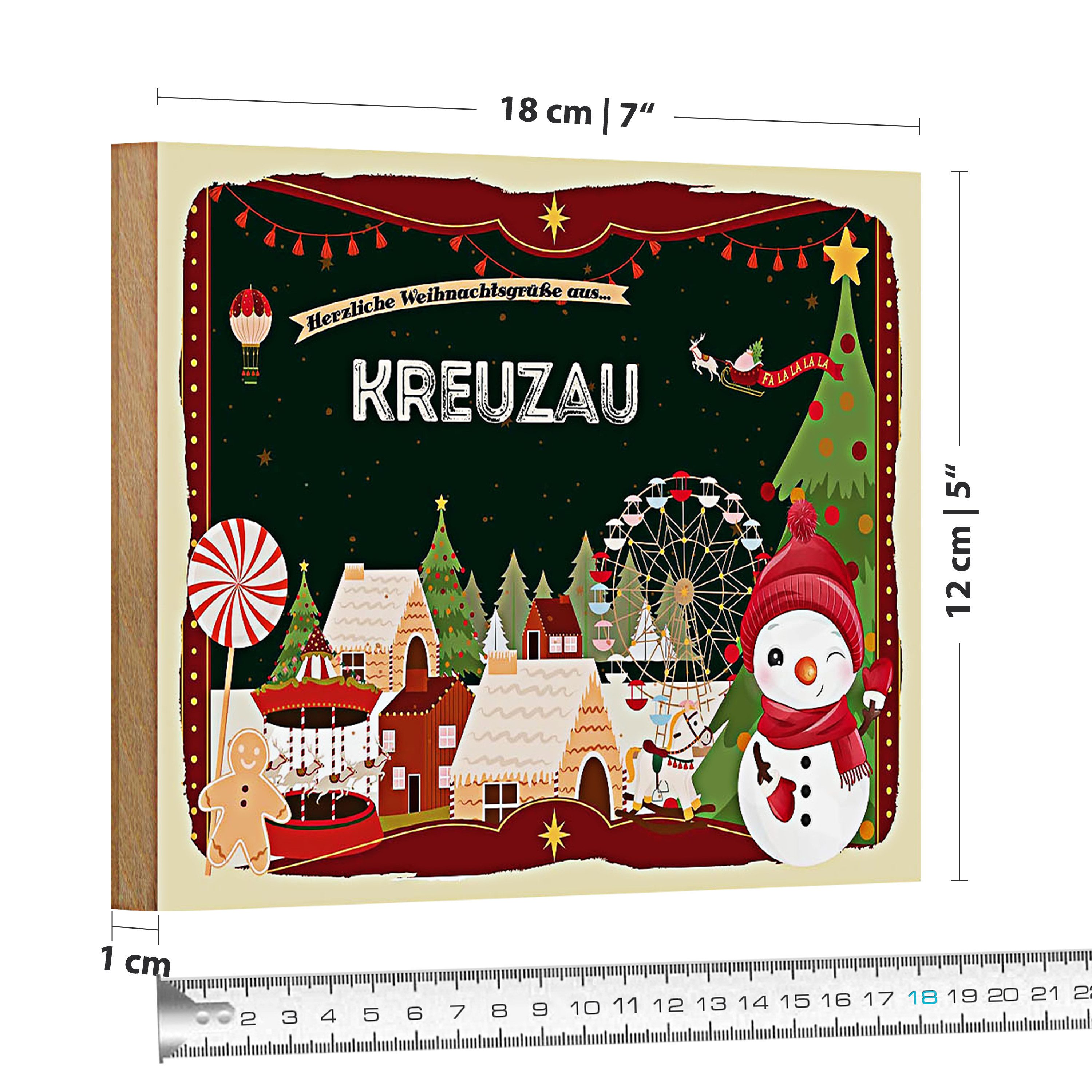 Roomando Holzbild Weihnachten Grüße aus KREUZAU 18x12cm