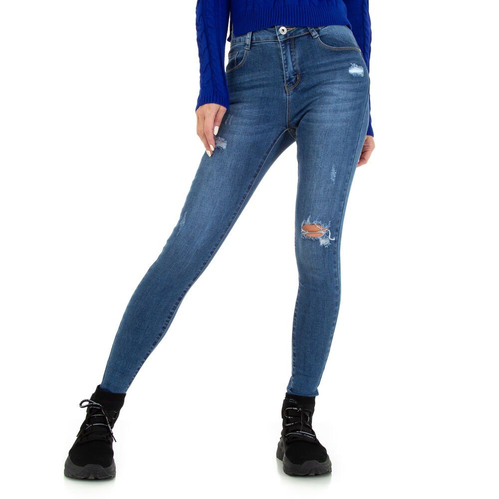 Stretch Jeans Freizeit Ital-Design in Damen Skinny-fit-Jeans Blau Skinny