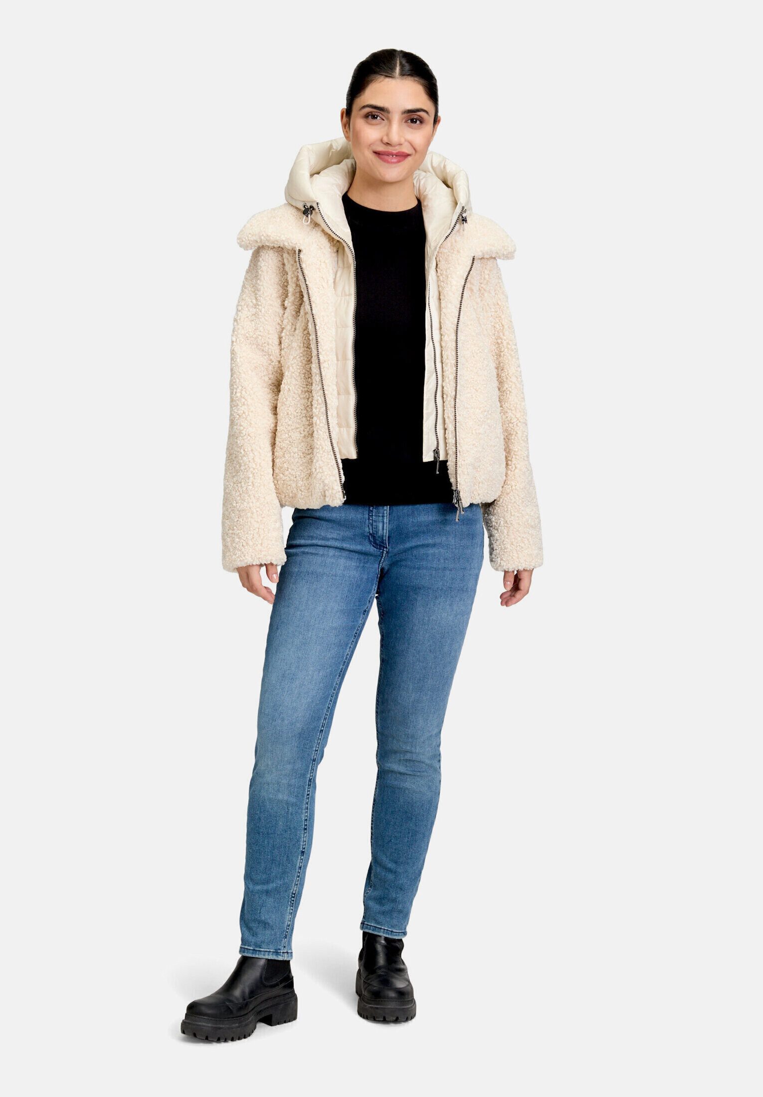 Amber & June Plüschjacke Damen mit abnehmbarem Westenteil