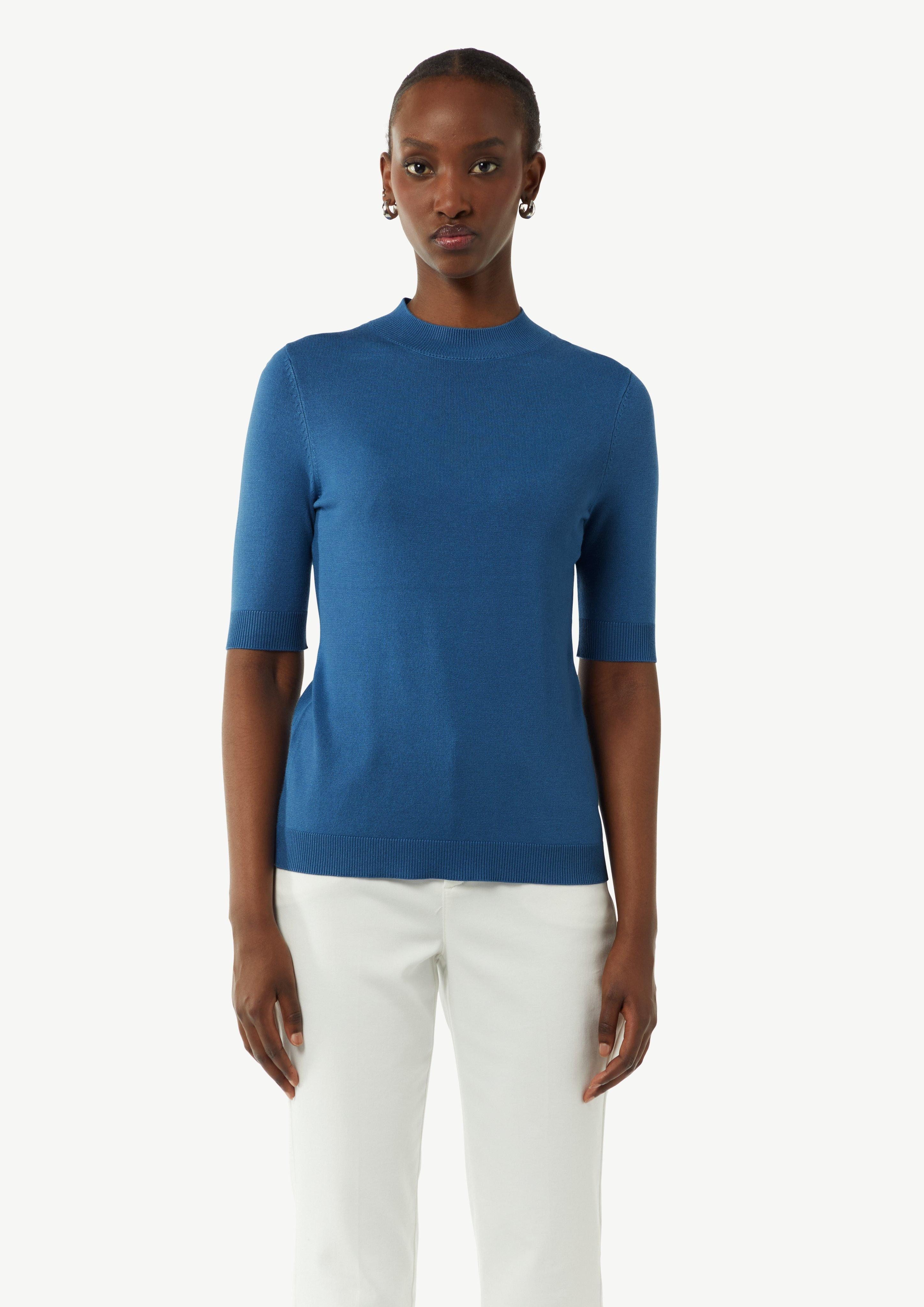 Comma Kurzarmshirt Feinstrickpullover aus Viskosemix günstig online kaufen