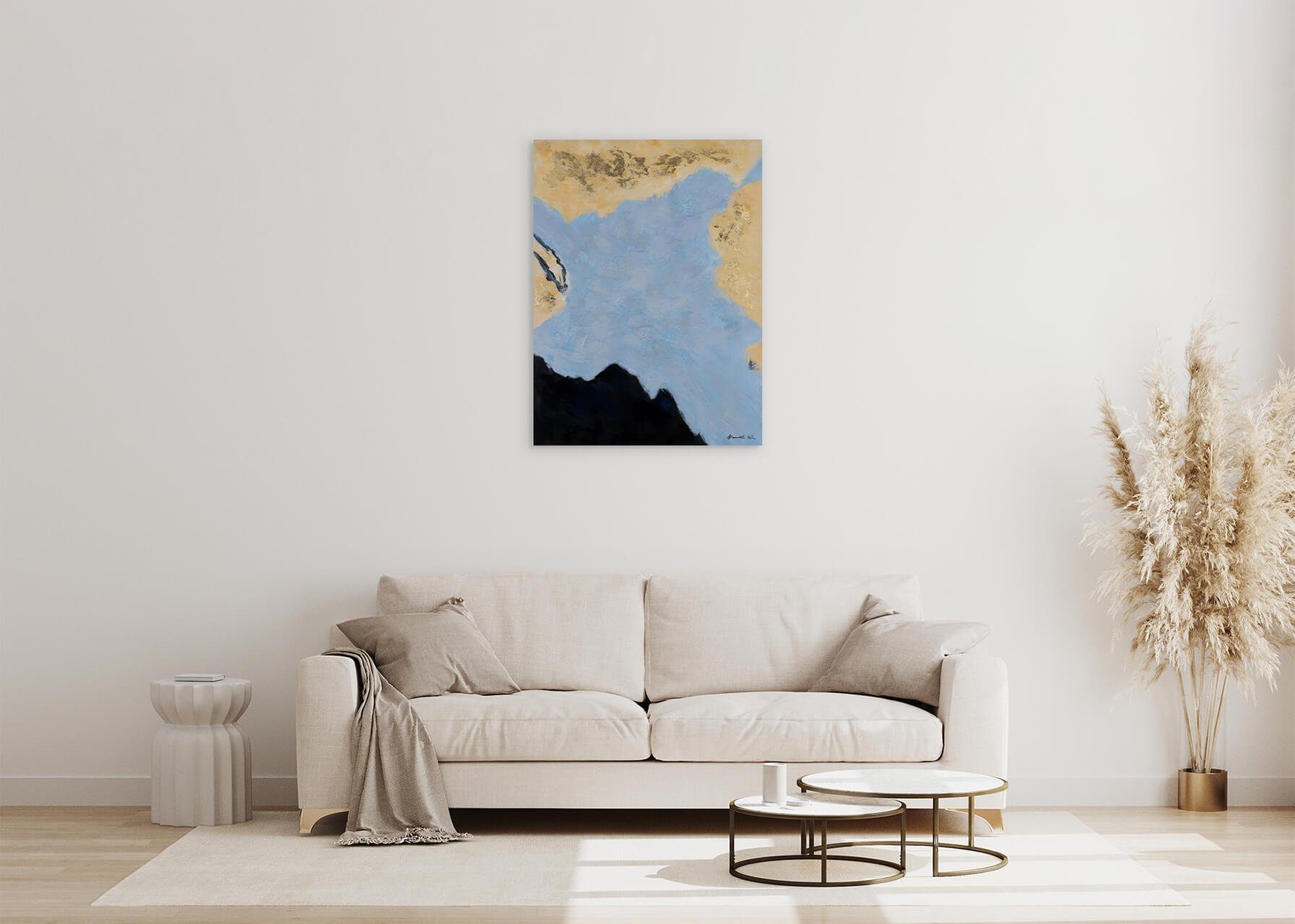 KUNSTLOFT Gemälde Hidden Lake 75x100 cm, Wohnzimmer Wandbild 100% Leinwandbild HANDGEMALT