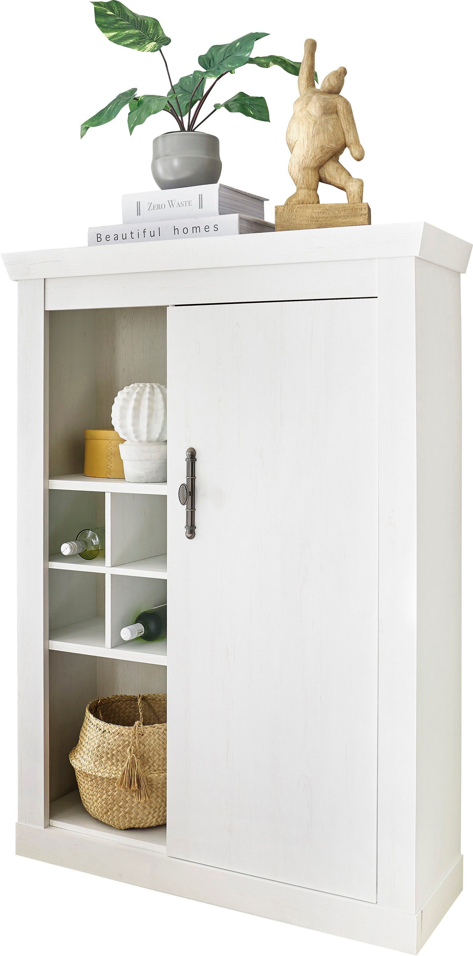 Home affaire Highboard RAVENNA, im romantischen Landhausstil, Griffe aus Metall, Höhe 146 cm