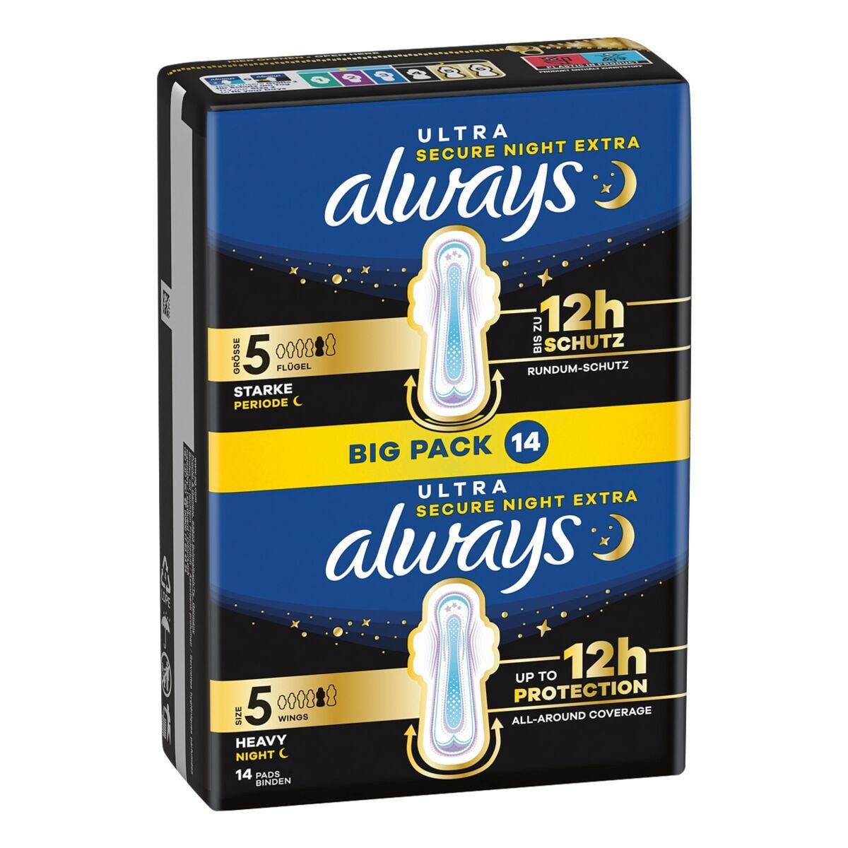 always Binden Ultra Secure Night Extra Größe 5, 5 von 6 Gr., 14 Stück, einzeln verpackt