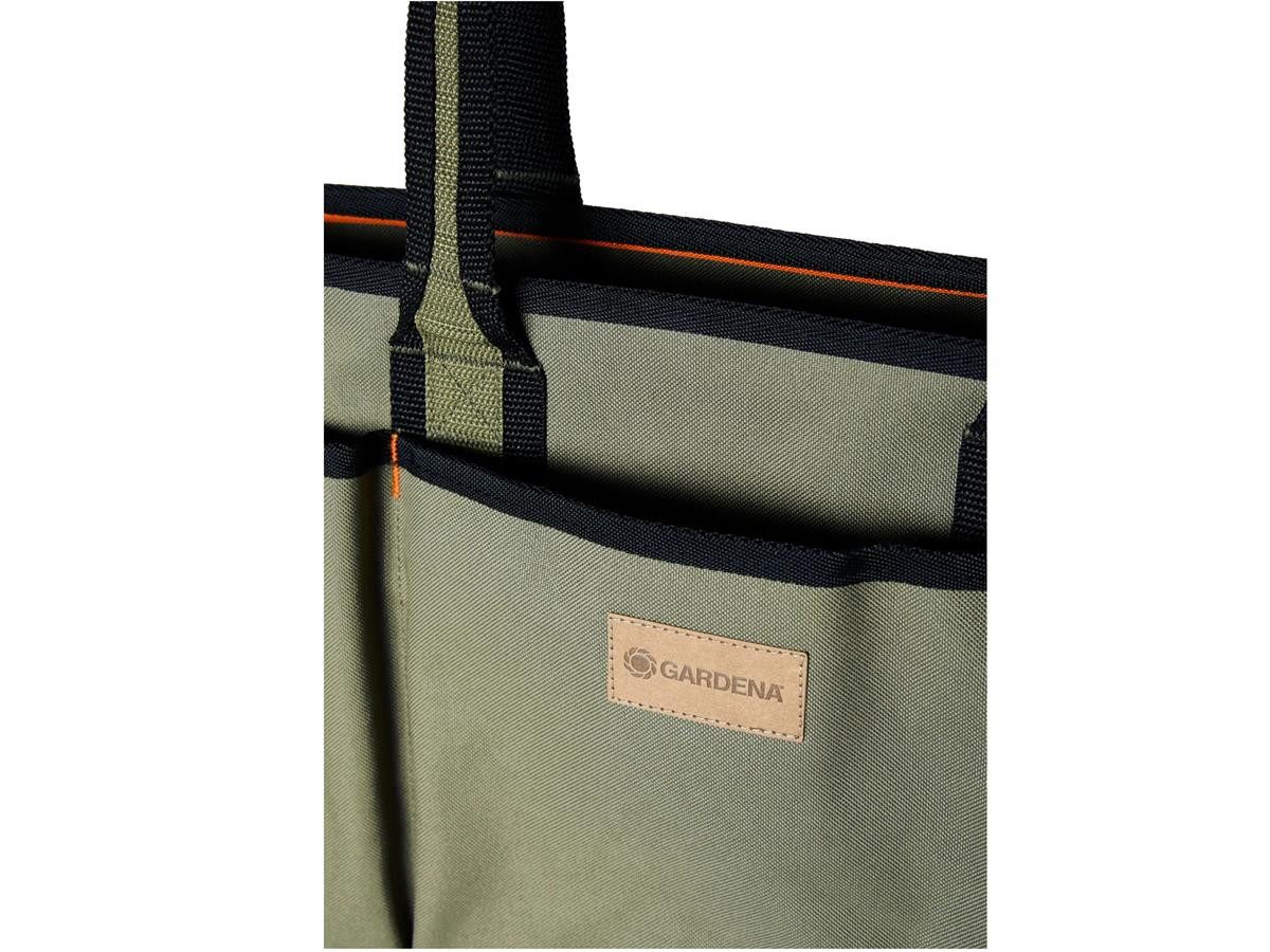 GARDENA Werkzeugtasche für Gartenwerkzeug mit mehreren Taschen, aus recycelter Kunstfaser, wasserabweisend