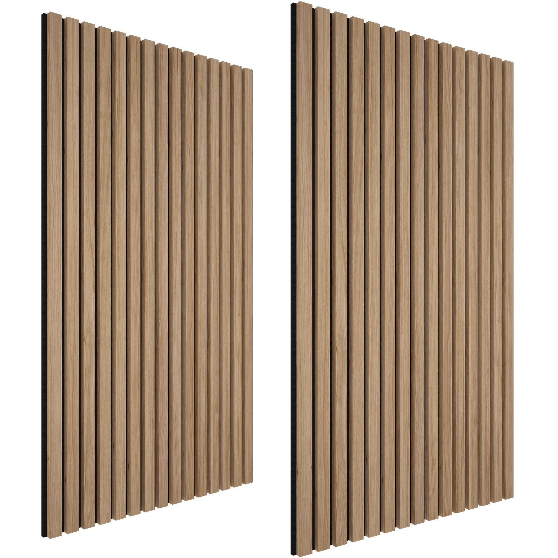 tectake Wandpaneel Akustikpaneele aus MDF und Echtholzfurnier - Eiche, BxL: 60x120 cm, 0.72 qm, (Holzpaneele Sonic Wall, 2-tlg., Größe flexibel anpassbar) schallabsorbierender Filz, einfache Montage mit Kleber oder Schrauben