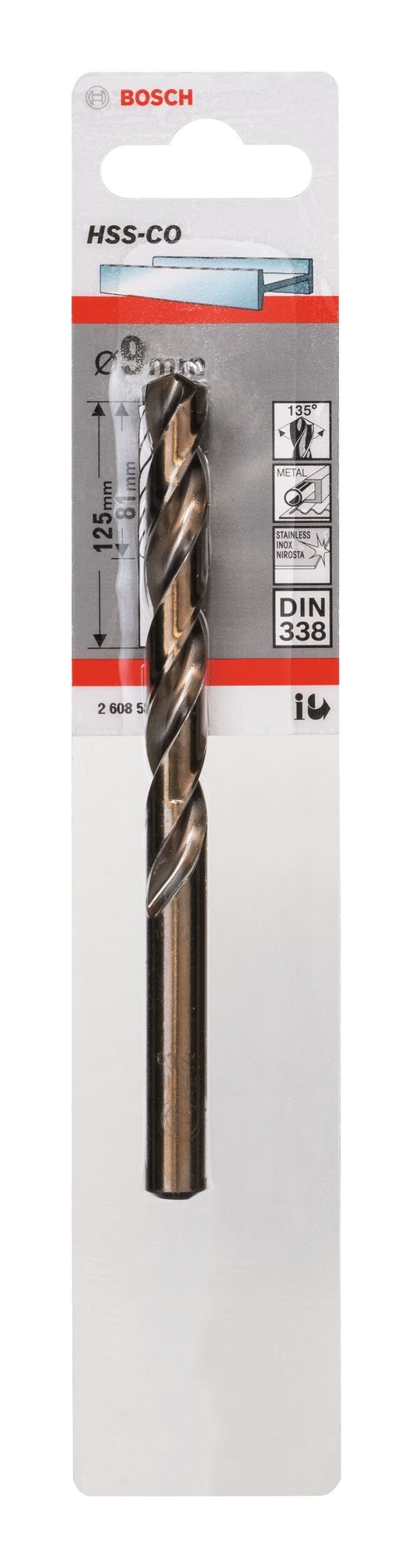 Thumbnail - BOSCH Metallbohrer, HSS-Co (DIN 338) - 9 x 81 x 125 mm - 1er-Pack