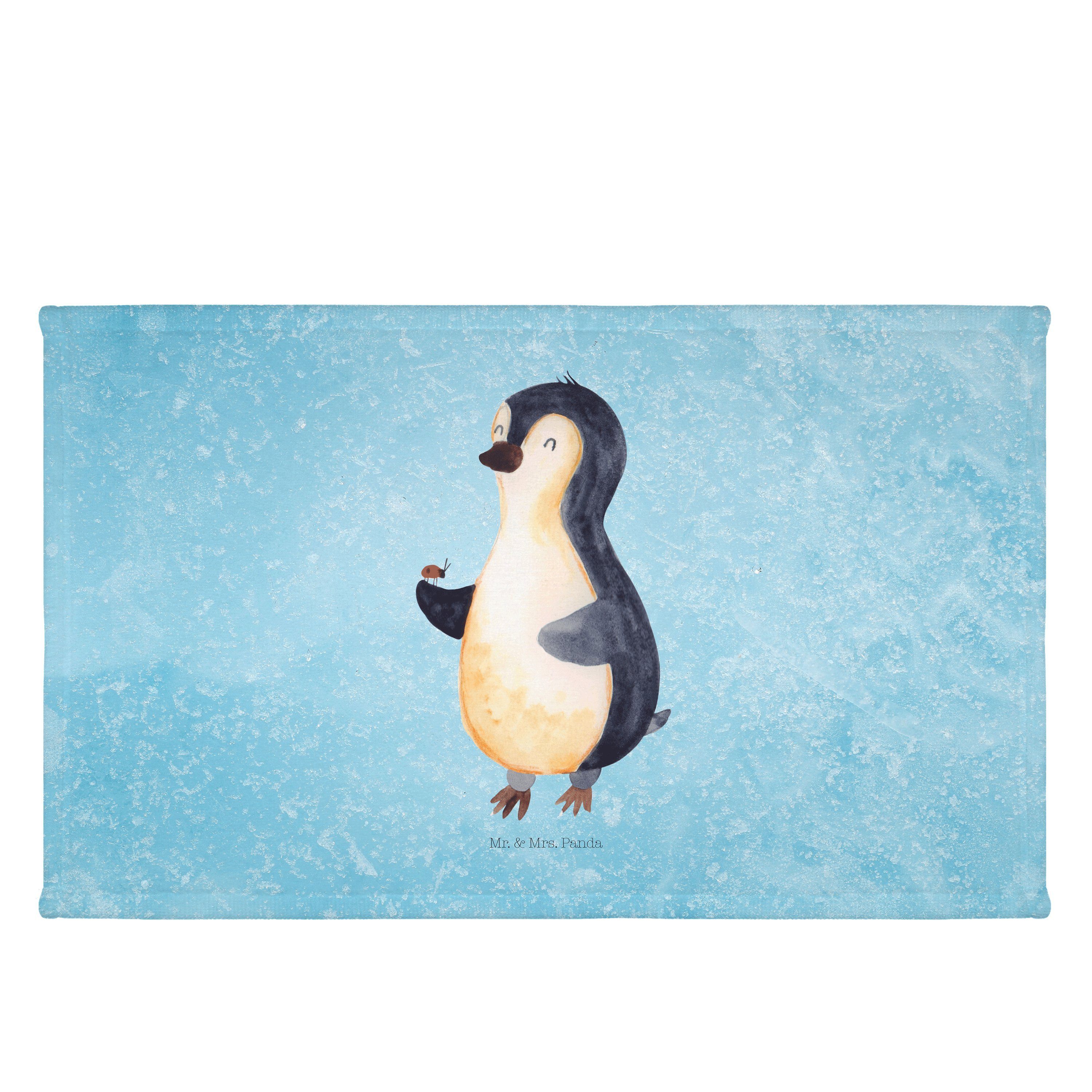 Mr. & Mrs. Panda Handtuch Pinguin Marienkäfer - Eisblau - Geschenk, Pinguine, Reisehandtuch, Gä, (1-St)