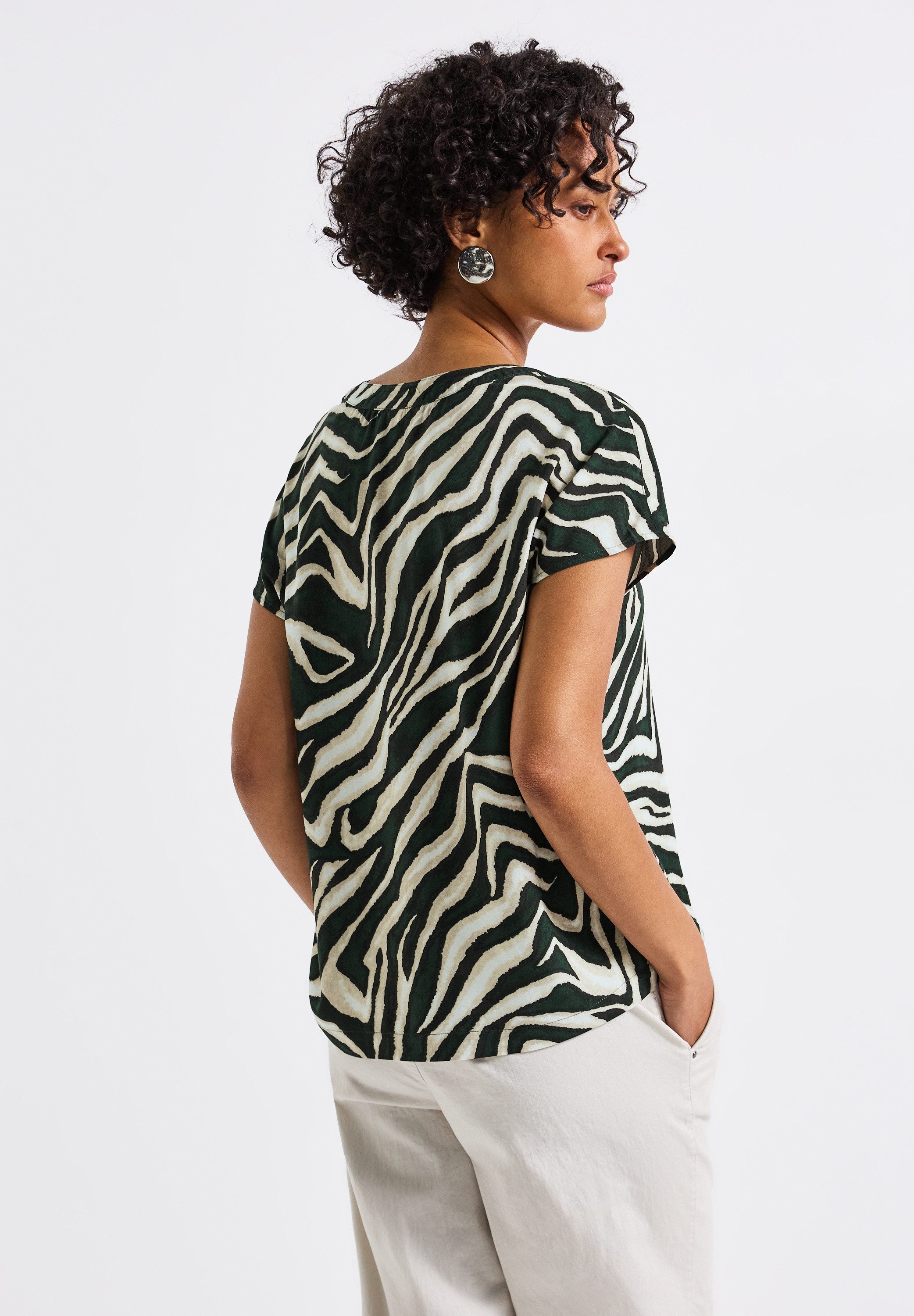 STREET ONE Kurzarmbluse mit Zebra-Muster günstig online kaufen
