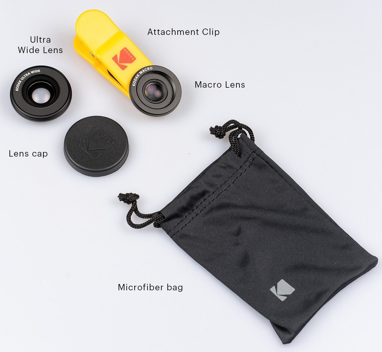 Kodak Objektiv, Frontkameras) (2-in-1 aus bestehend Makro-Objektiv Funktioniert Weitwinkel- für KSM001) - (Universelle Vorsatzlinsen-Set auch 15x Smartphones Clip-Befestigung, & mit und 100° MultiCams