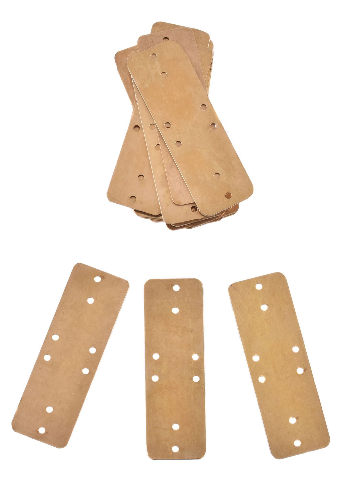 Ritter-Kostüm Messingschuppen für Lamellenrüstung, 90 mm x 30 mm (25 Stück)
