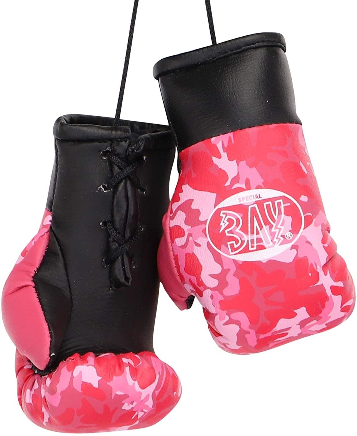 BAY-Sports Boxhandschuhe Mini Boxen Box-Handschuhe Tasche, Autospiegel Deko Anhänger Auto für Geschenk Paar camo pink, usw