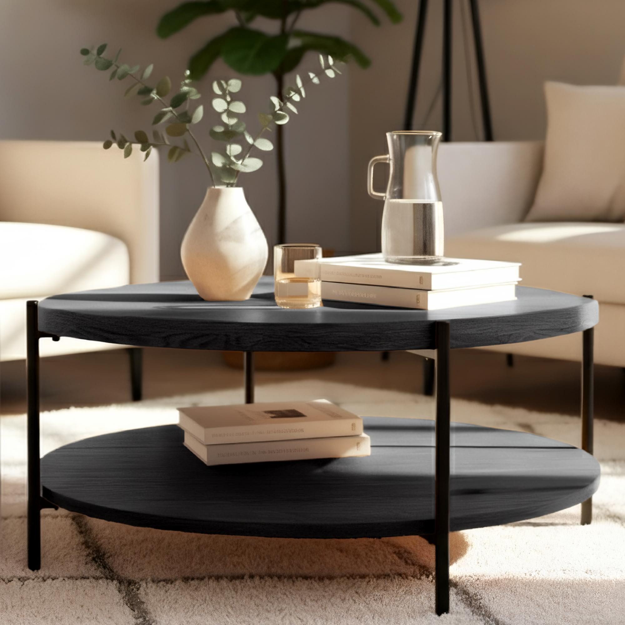 CLP Couchtisch Edduma, Holztisch, pulverbeschichtetes Metall günstig online kaufen