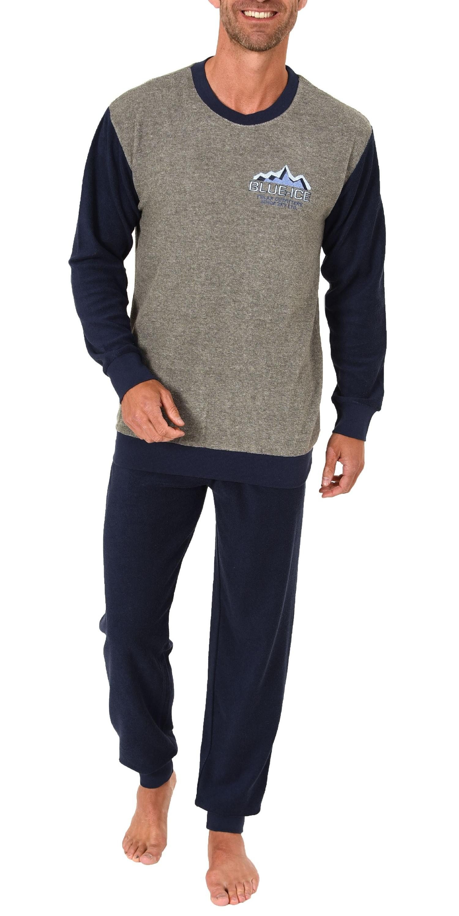 Pyjama Herren Frottee Pyjama langarm Schlafanzug mit Bündchen - 291 13 573
