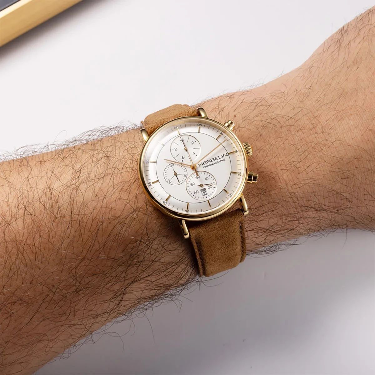Michel Herbelin Schweizer Uhr Michel Herbelin Armbanduhr Inspiration Chrono 35647P12SU vergoldet, (1-tlg)