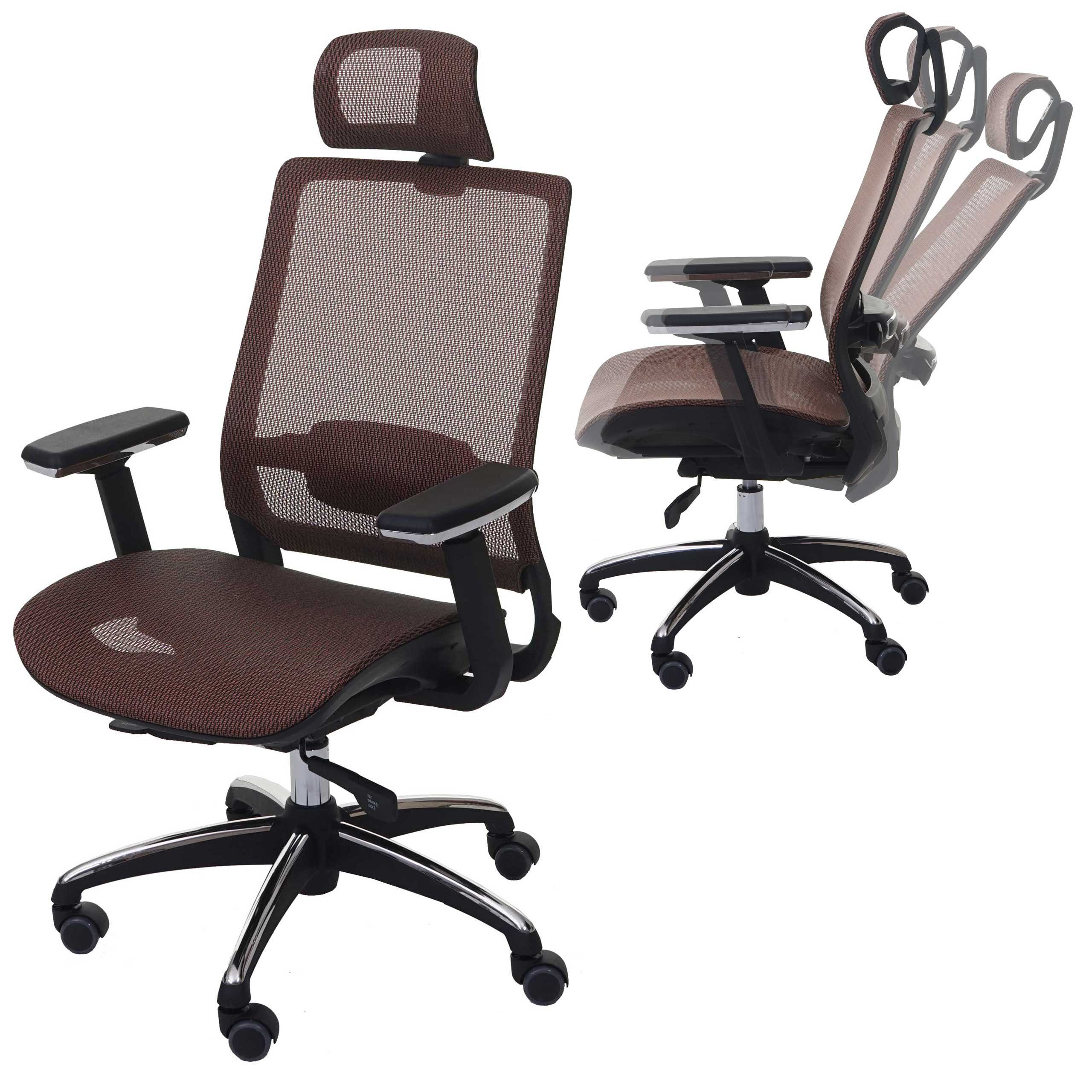 Bürostuhl MCW-A20 ergonomisch Kopfstütze grau Schreibtischstuhl 