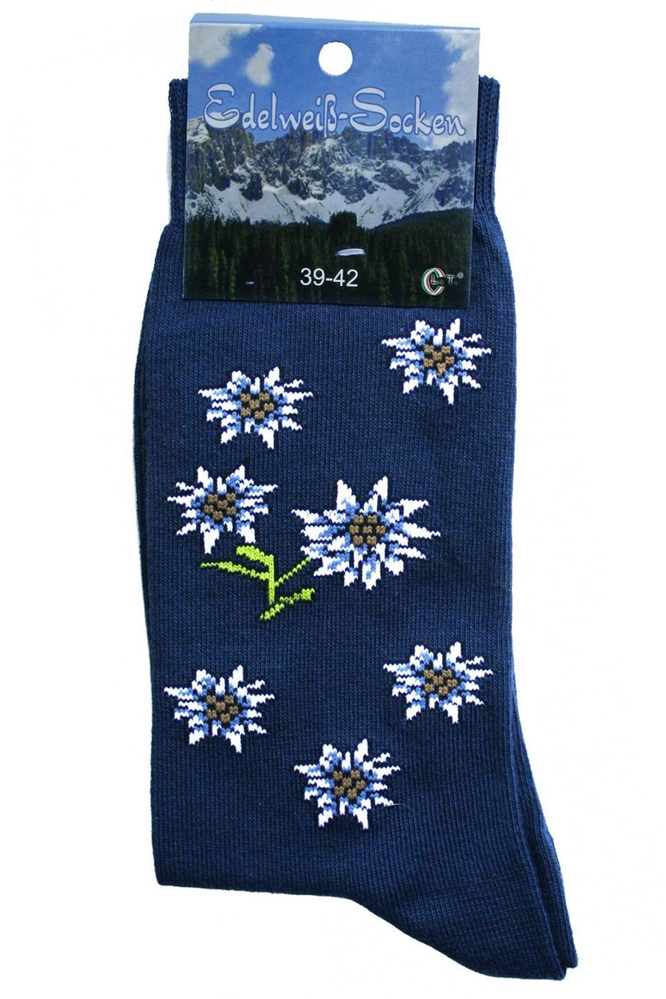 German Wear Trachtensocken GW215 Trachtensocken Edelweiß-Socken Blütenmuste günstig online kaufen