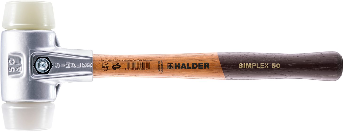 Halder KG Hammer SIMPLEX-Schonhämmer, mit Aluminiumgehäuse und hochwertigem Holzstiel Ø=40 mm 3178.040