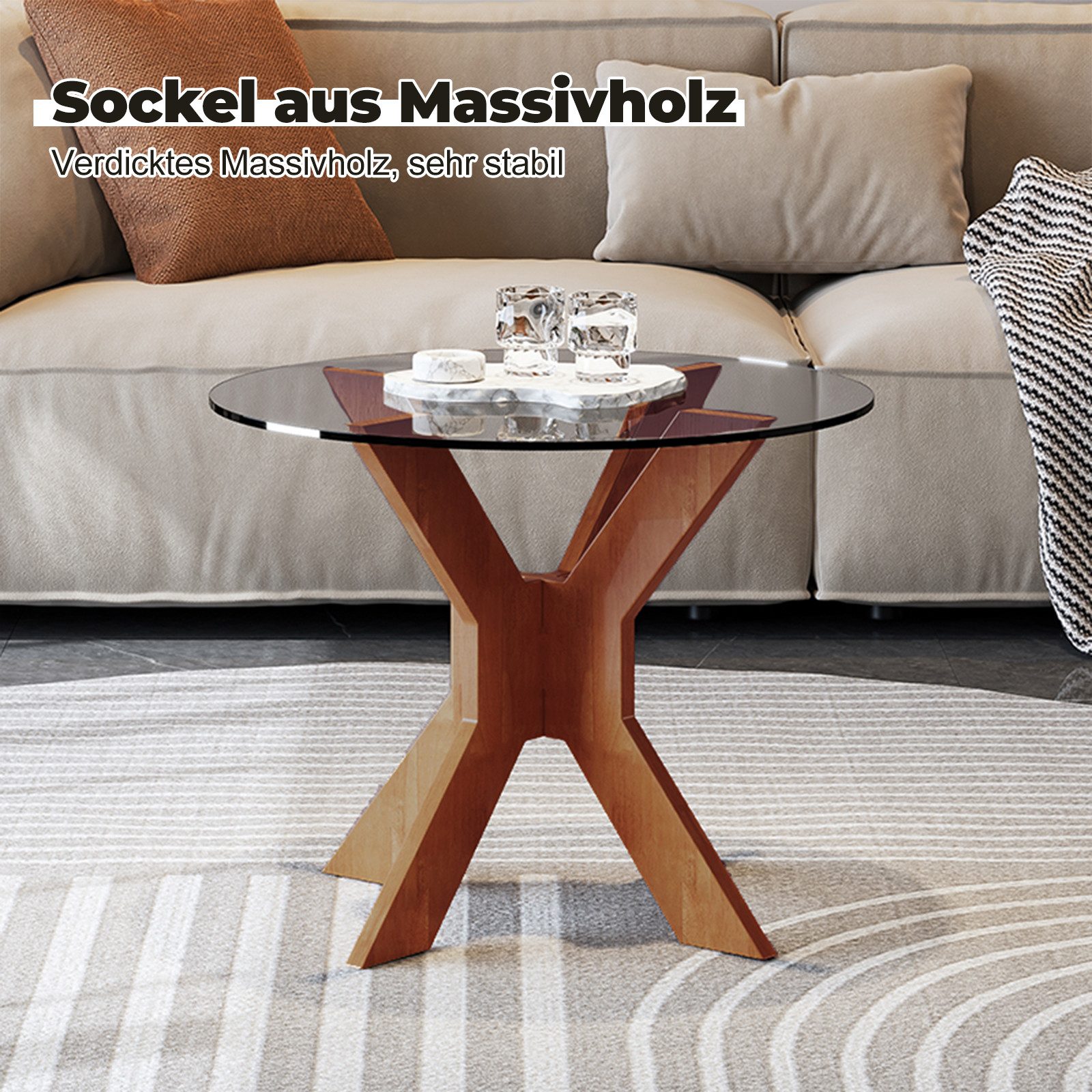 TWSOUL Couchtisch Runder Couchtisch, Glasplatte, Durchmesser günstig online kaufen