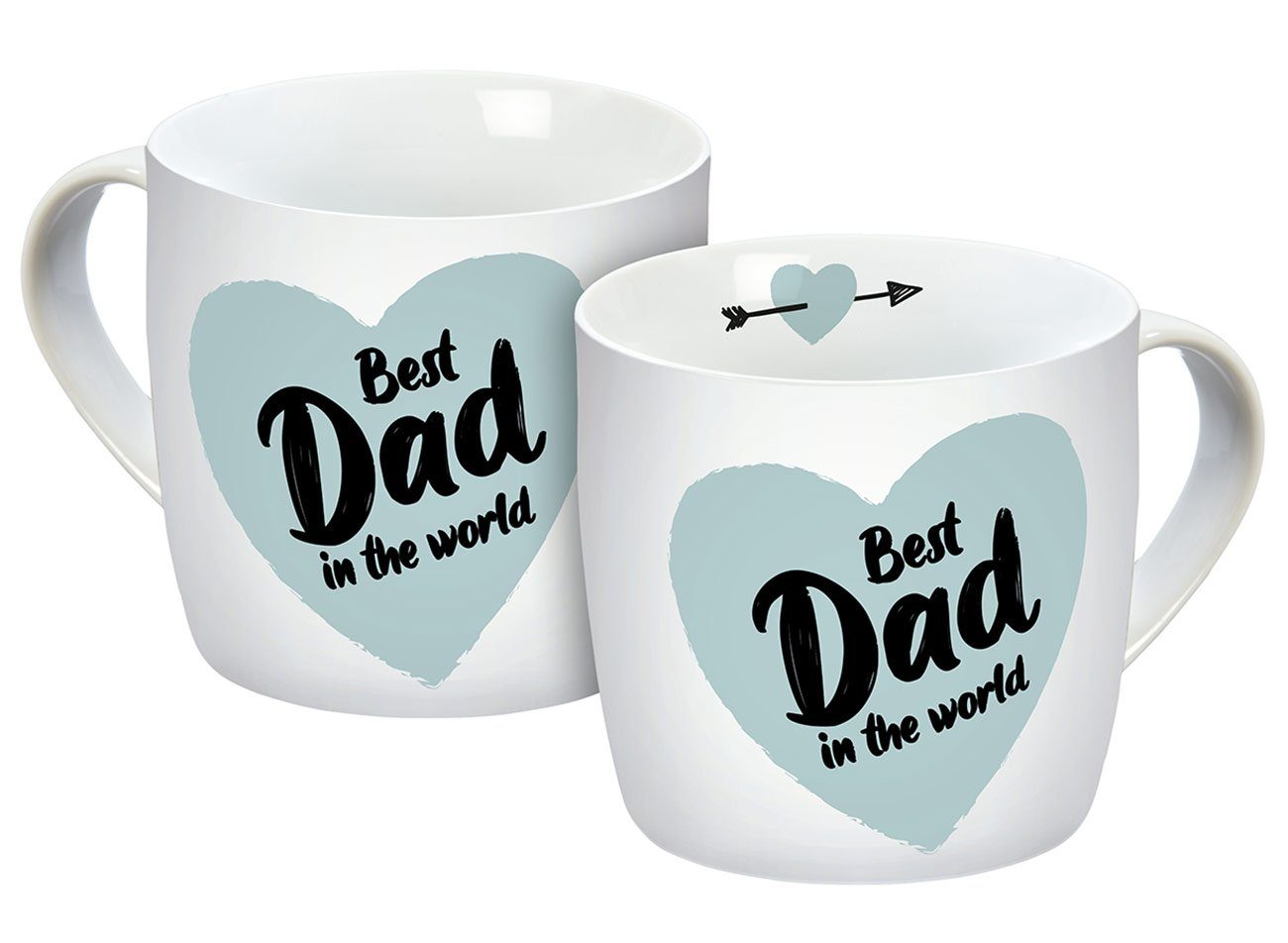 Geda Labels GmbH Tasse Best Dad in the world, 1-tlg., Porzellan, Blau, 300 ml, spülmaschinengeeignet