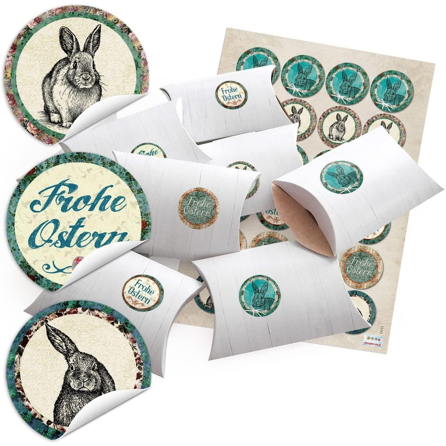 Logbuch-Verlag Aufkleber 24 kleine Geschenkschachteln Geschenk-Boxen Kartons Holz Optik weiß