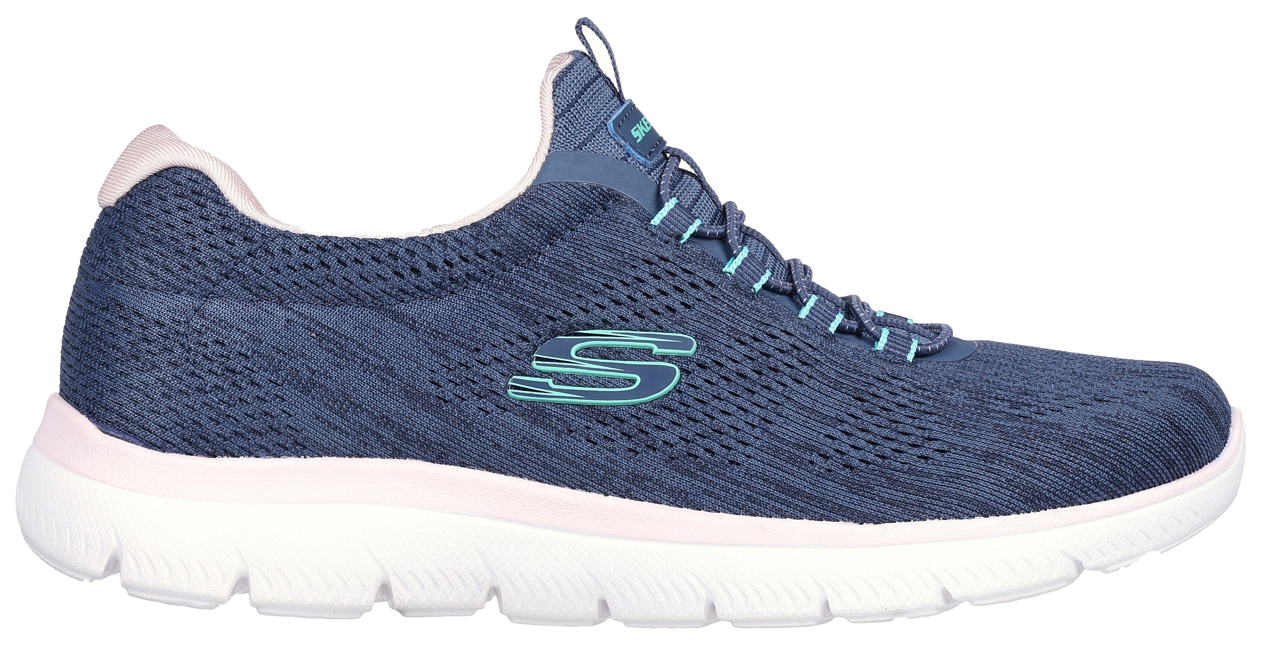 FLARE Skechers Verarbeitung navy-rosa Slip-On SUMMITS-FUN in veganer Sneaker