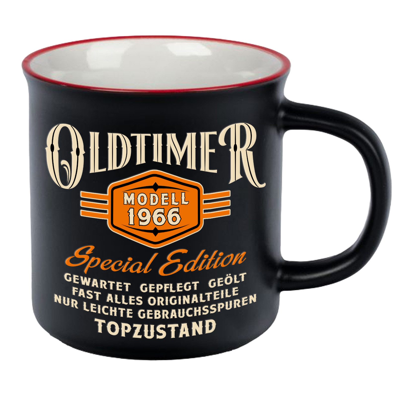 LOBO NEGRO® Tasse Kaffeebecher als Geschenk zum 60. Geburtstag - Oldtimer Jahrgang 1966, Keramik