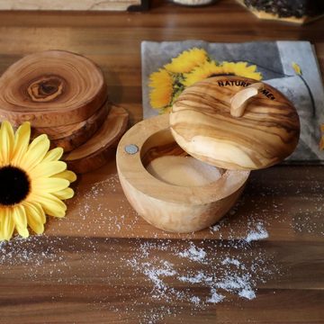 NATUREHOME Küchenhelfer-Set Dose Olivenholz mit magnetischem Deckel in Apfelfo, (Einzelartikel)